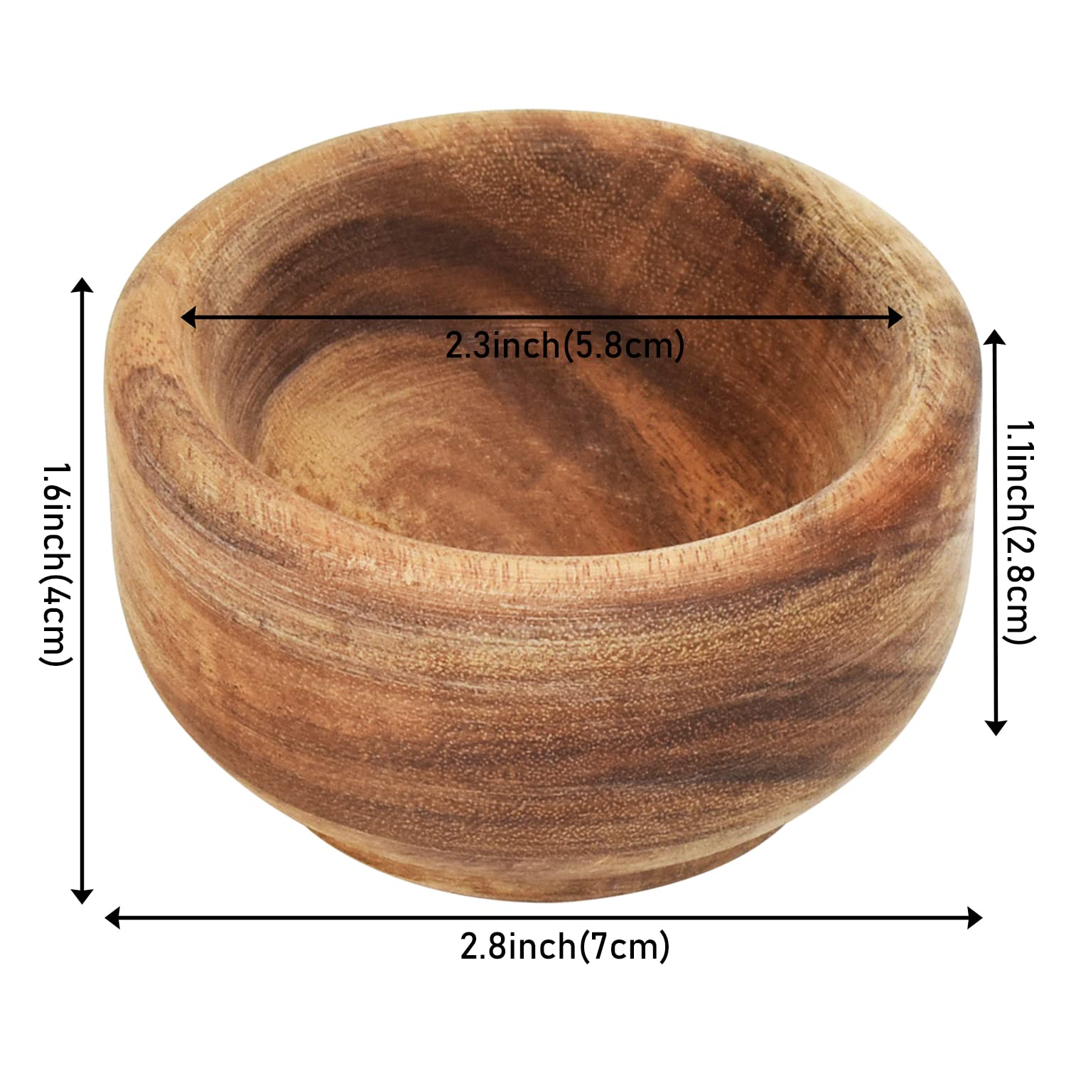 Rissetree Acaica Wood Condiment Cups Tiny Mini Pinch Bowls Cups, Dip Sauce, Nuts, Candy, Fruits, Appetizer, And Snacks,Dia 2-3/4