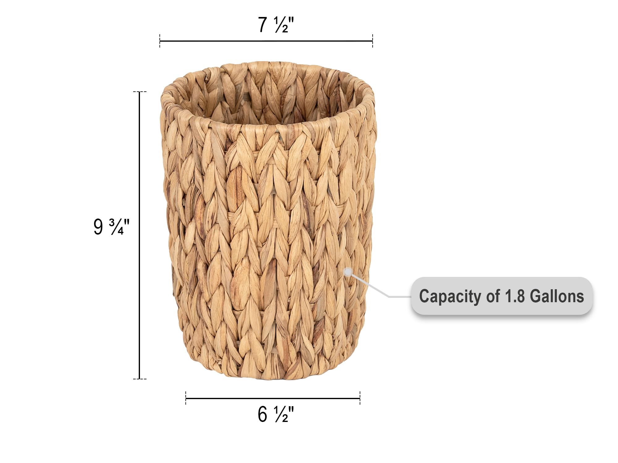 Storageworks Wicker Waste Basket, Small Trash Can, Wicker Trash Basket With Handwoven Water Hyacinth, Wicker Garbage Can For Bed