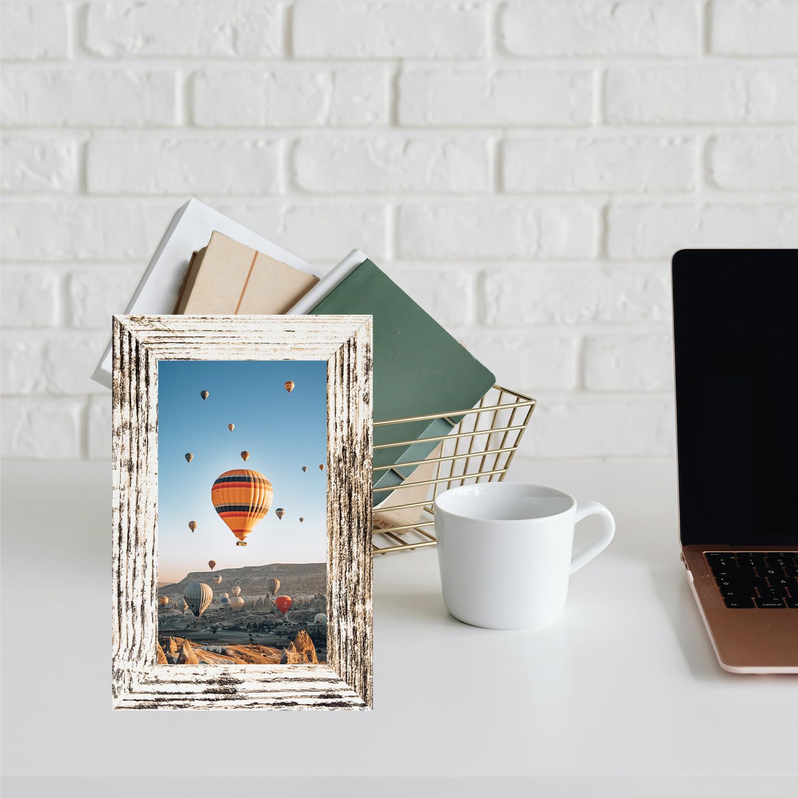 JCJMY 3x5 Picture Frame for Tabletop, 3 x 5 Photo Frame with Shatter Resistant Plexiglass, Sturdy 3 by 5 Poster Frame, Rustic Wh