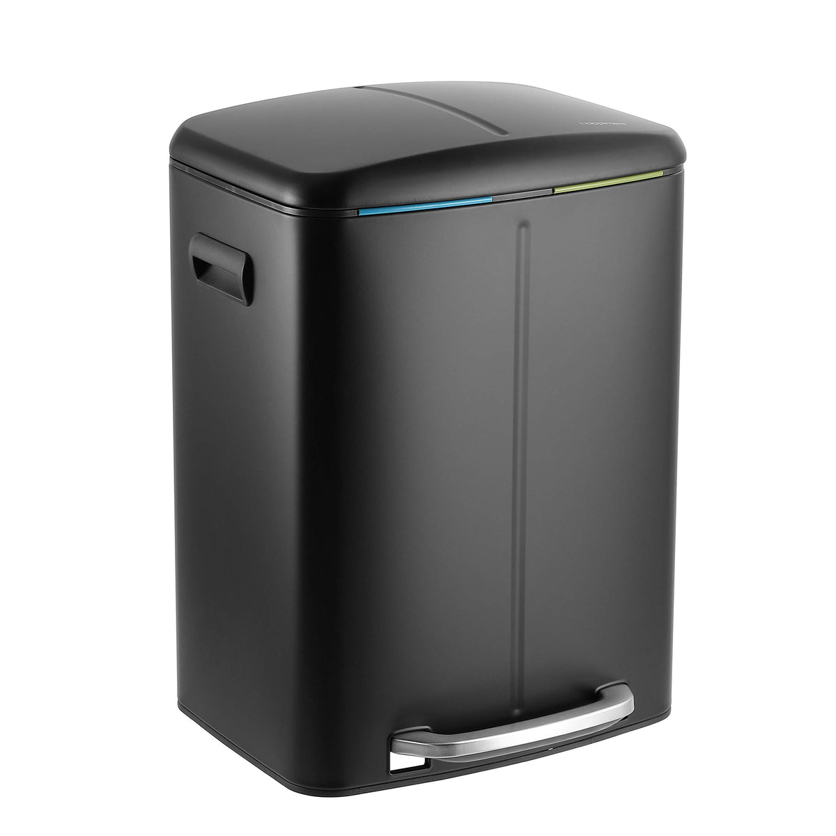 Happimess Hpm1005B Marco Rectangular 10.6-Gallon Double Bucket Trash Can With Soft-Close Lid, Fingerprint Resistant, Modern, Min