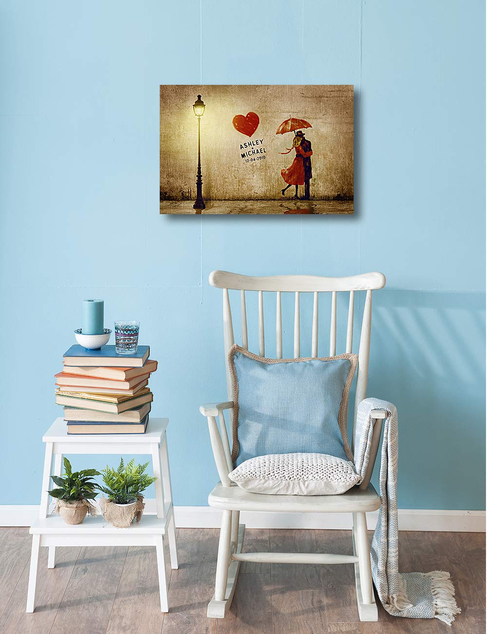 Ipic - Our First Kiss Personalized Canvas Print Artwork For Romantic Anniversary And Wedding Gifts;18X12