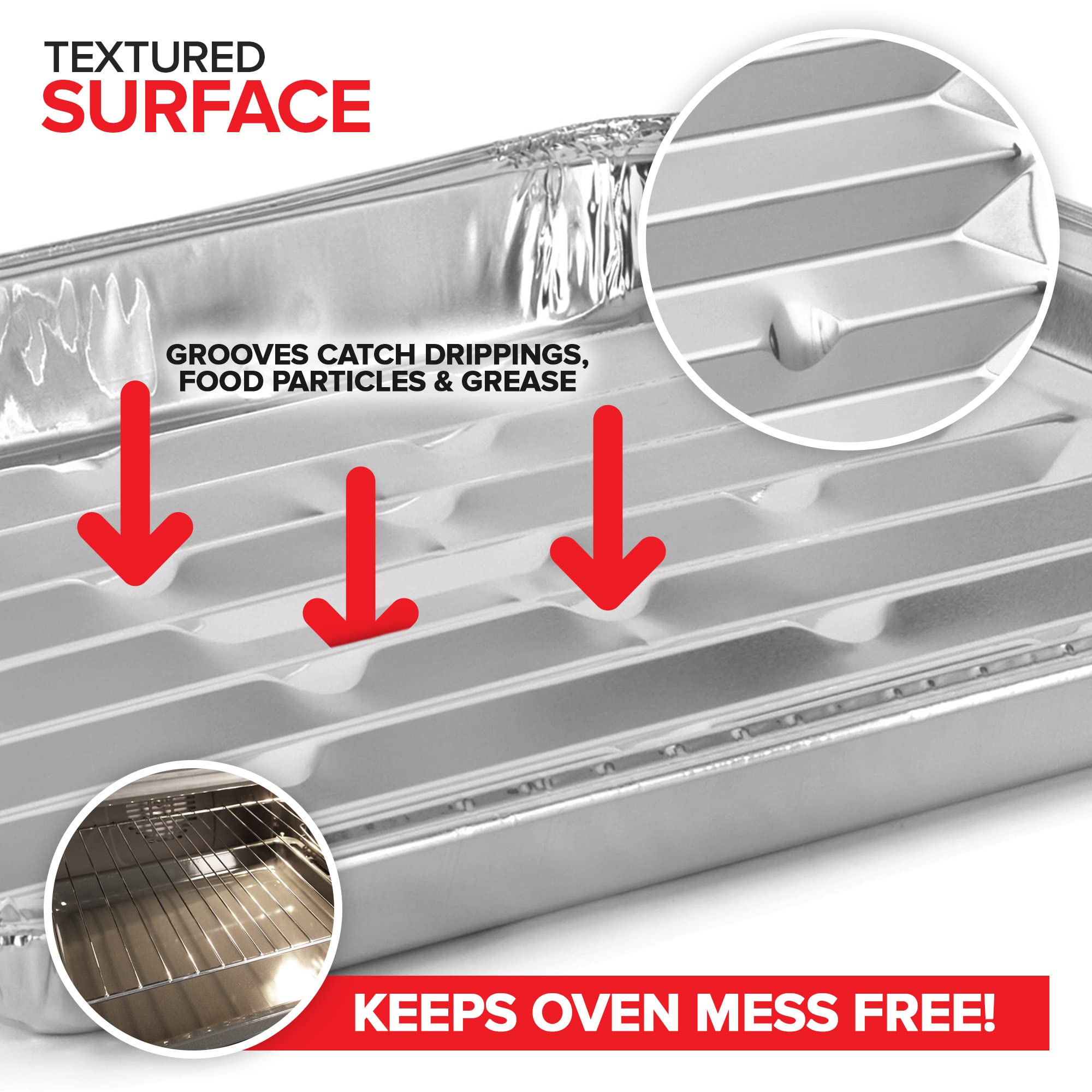 Stock Your Home Disposable Aluminum Foil Broiler Pan (10 Pack) For Oven - Durable Broiling Drip Trays With Ribbed Bottom Surface