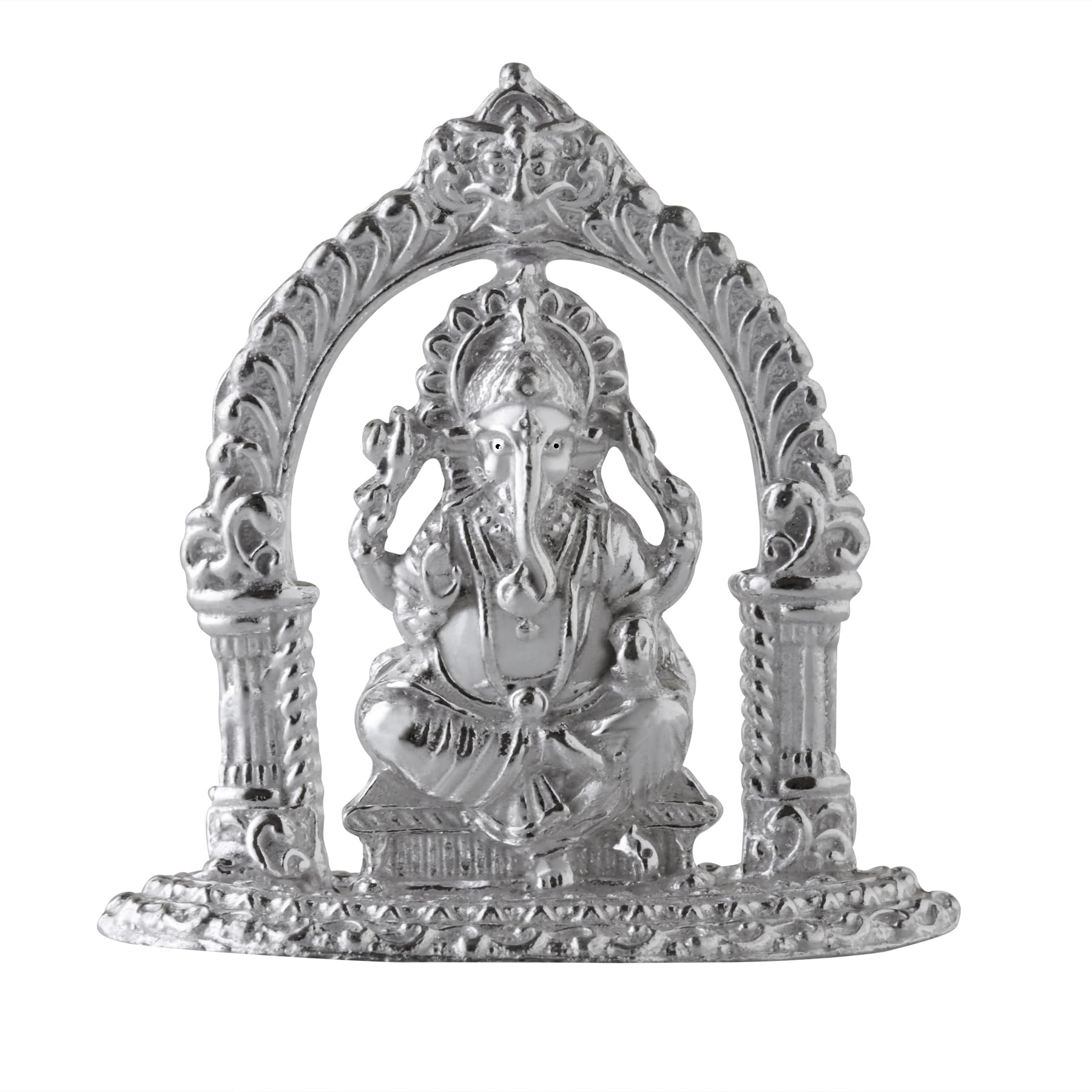 Prd Caratcafe Lord Ganesh Idol Pure Silver 925 2D Solid Murti For Car Dashboard Pooja, Temple, Good Luck Gift & Home Decor (Nt W