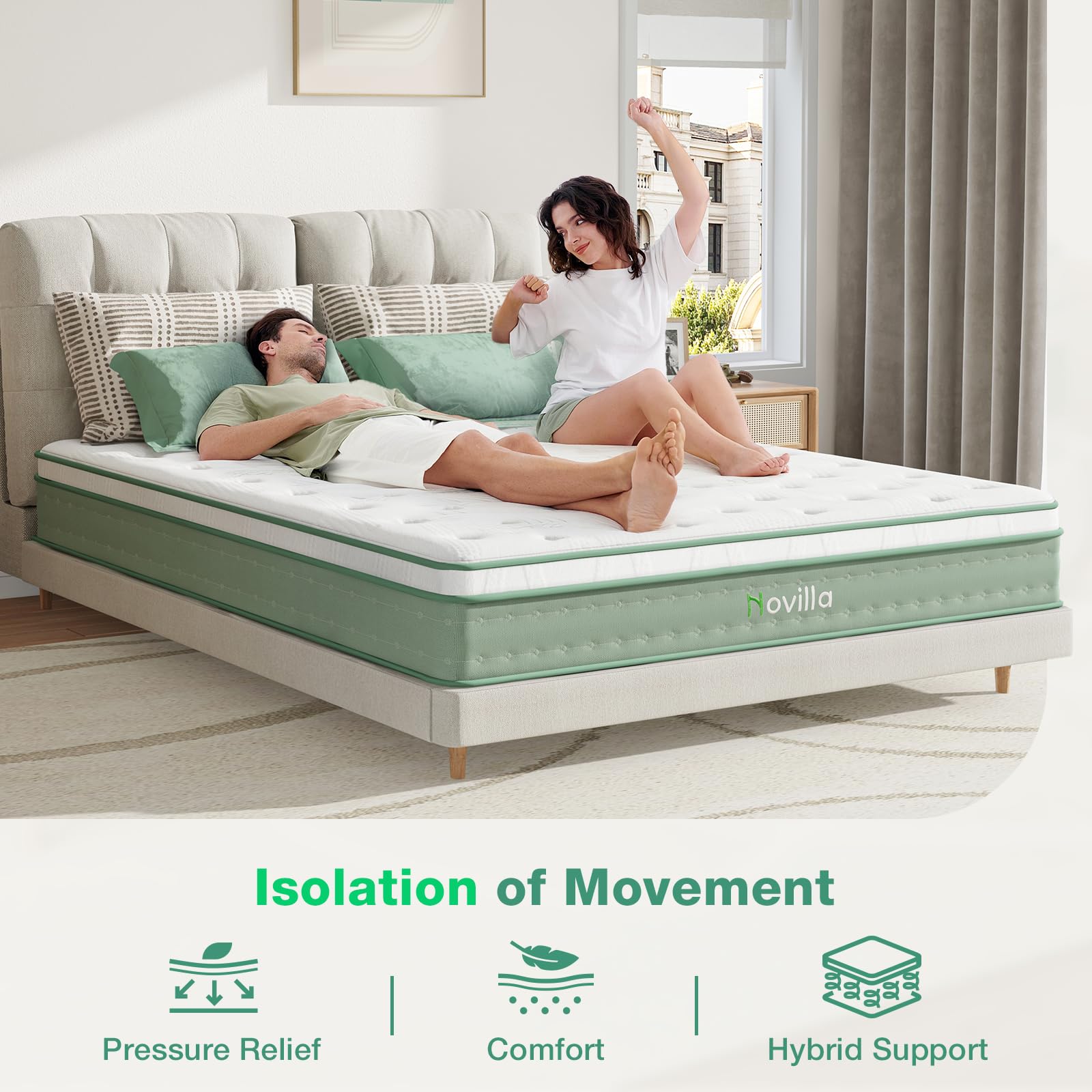 Novilla King Size Mattress, 10 Inch Hybrid Mattress In A Box, Gel Memory Foam & Individually Wrapped Pocket Coils Innerspring Fo