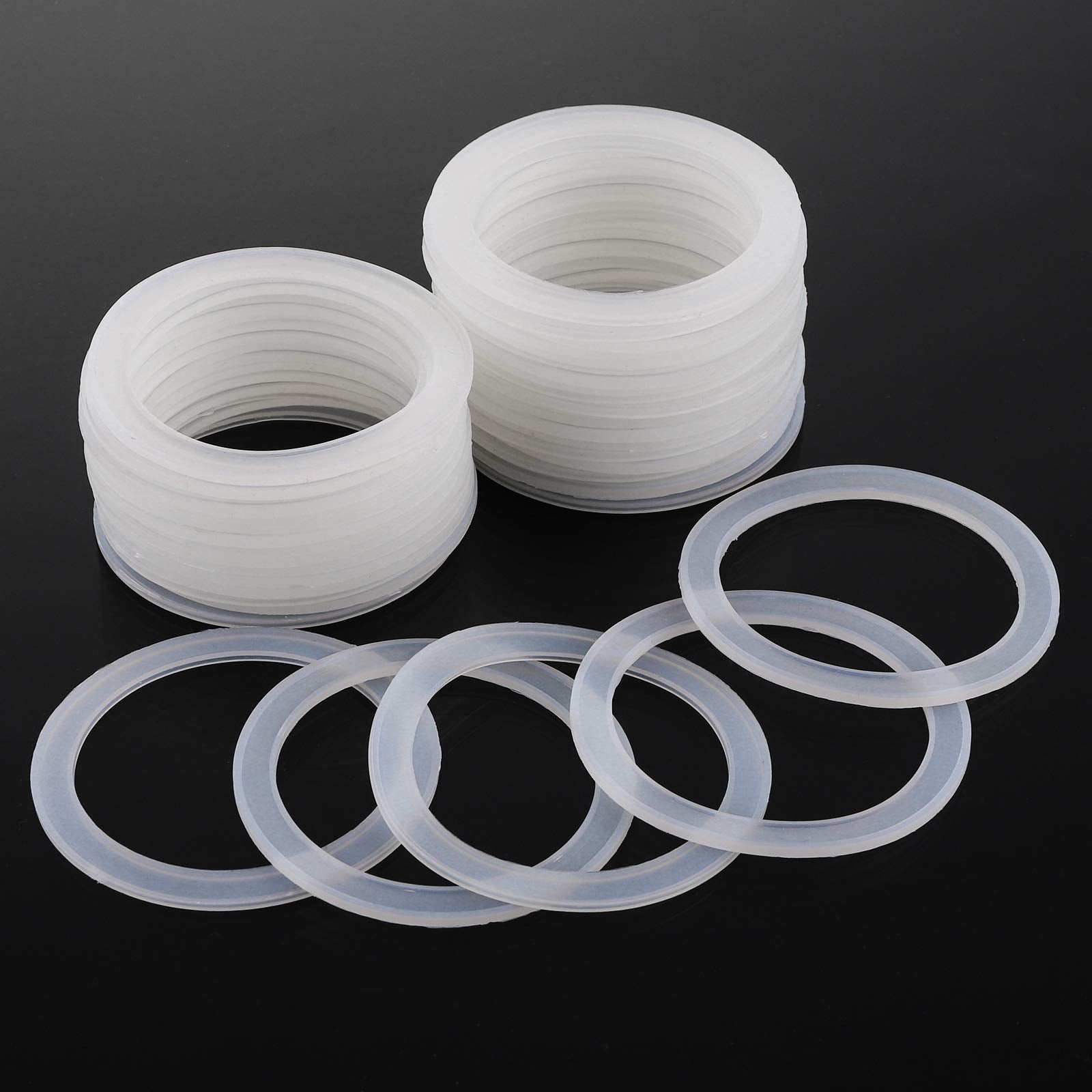 Wuweot 40 Pack Wide Mouth Silicone Sealing Rings, 3.39In/86Mm White Airtight Leak Proof Replacement Gaskets For Mason Jar Lids