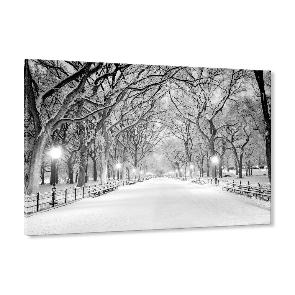 Seven Wall Arts Winter Canvas Wall Art Landscape Painting Snowy Central Park Wall Pictures Giclee Print For Bedroom Living Room