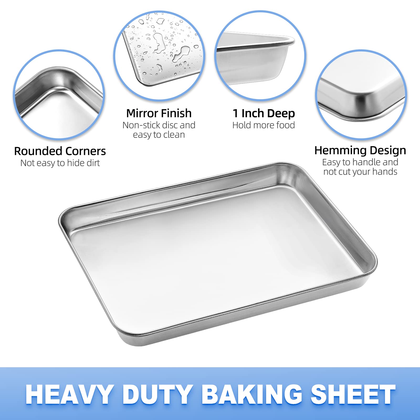 Baking Sheet With Rack, Zacfton Stainless Steel Cookie Sheet Baking Pan With Cooling Rack, Eighth Sheet Pan Toaster Oven Tray Wi