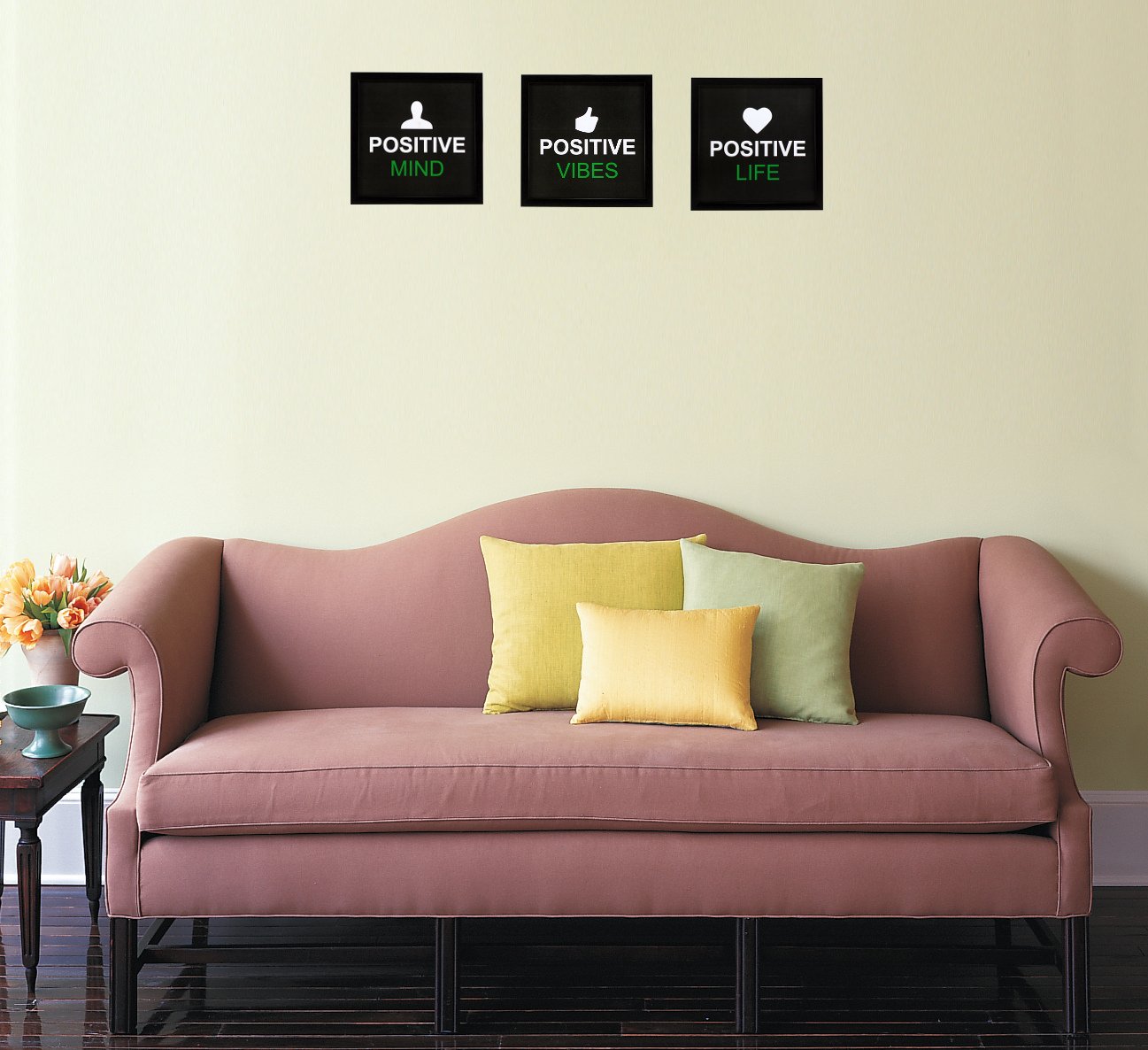 Indianara 3 Piece Set of Framed Wall Hanging Motivational Spiritual Art Prints Positive Mind Vibes Life 8.7 inch X 8.7 inch With