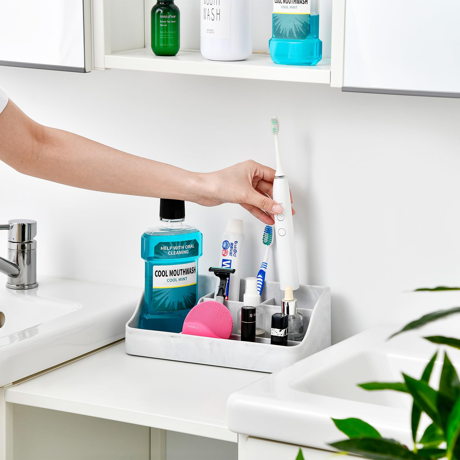 Vitviti Toothbrush Holder For Bathroom, Bathroom Organizer Countertop, Bathroom Accessories With 5 Compartment Storage For Tooth