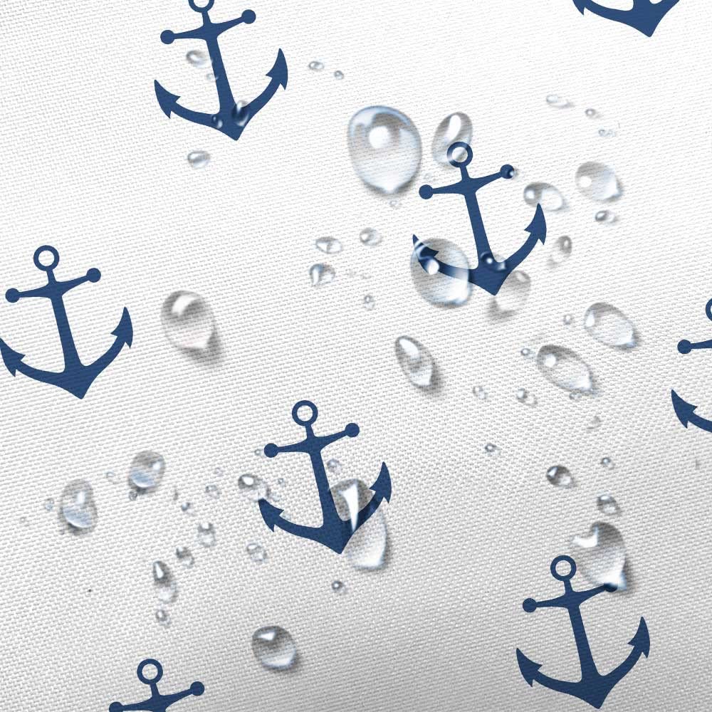 Dynh Nautical Anchor Shower Curtain For Bathroom, Navy Blue White Beach Coastal Beachy Fabric Shower Curtains Set Decorative, Oc