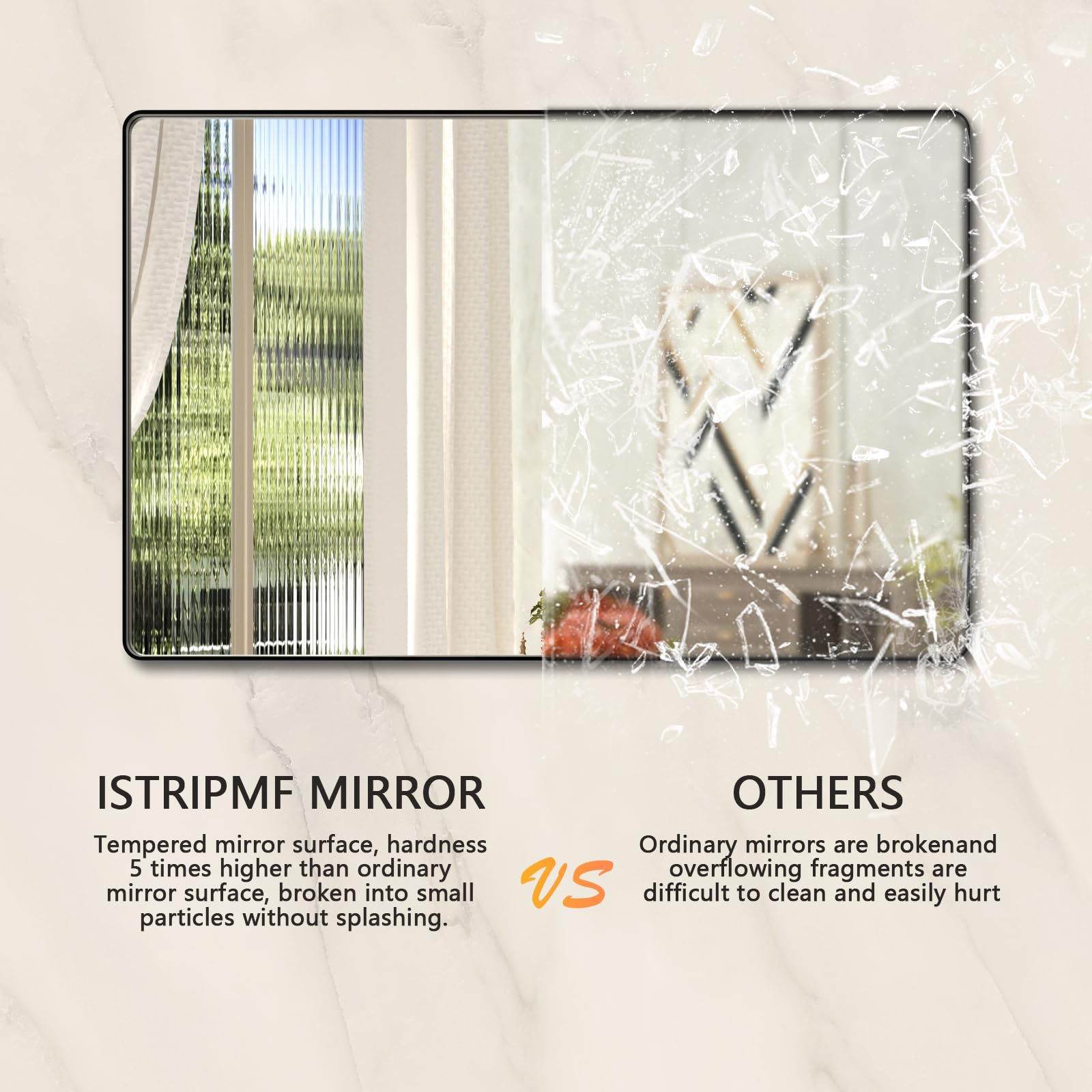 Istripmf 55X30 Inch Black Metal Framed Bathroom Mirror For Wall, Large Matte Black Bathroom Vanity Mirror,Rounded Rectangle Mirr
