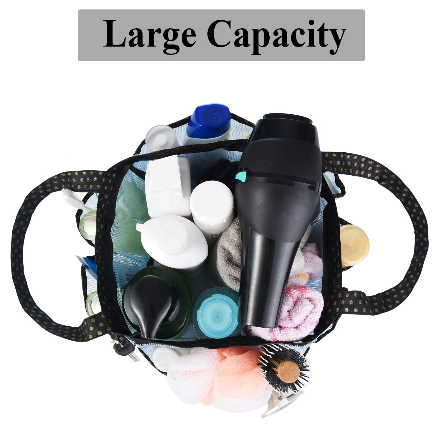 Haundry Mesh Shower Caddy Bag, Portable Shower Caddy Tote Organizer With 8 Pockets For College Dorm Room Essentials, Beach, Swim