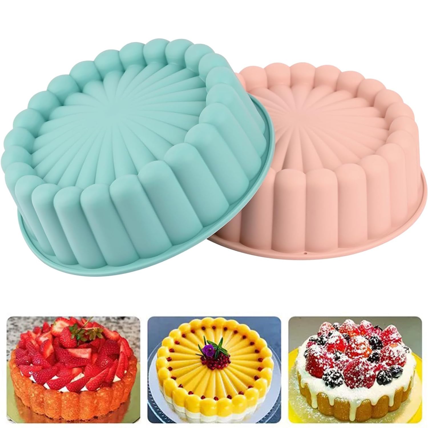 YXHZVON 2PCS Charlotte Cake Mold, 8 Inch Silicone Charlotte Cake Pan, Nonstick Silicone Baking Molds, Baking Pastry Molds for Ca
