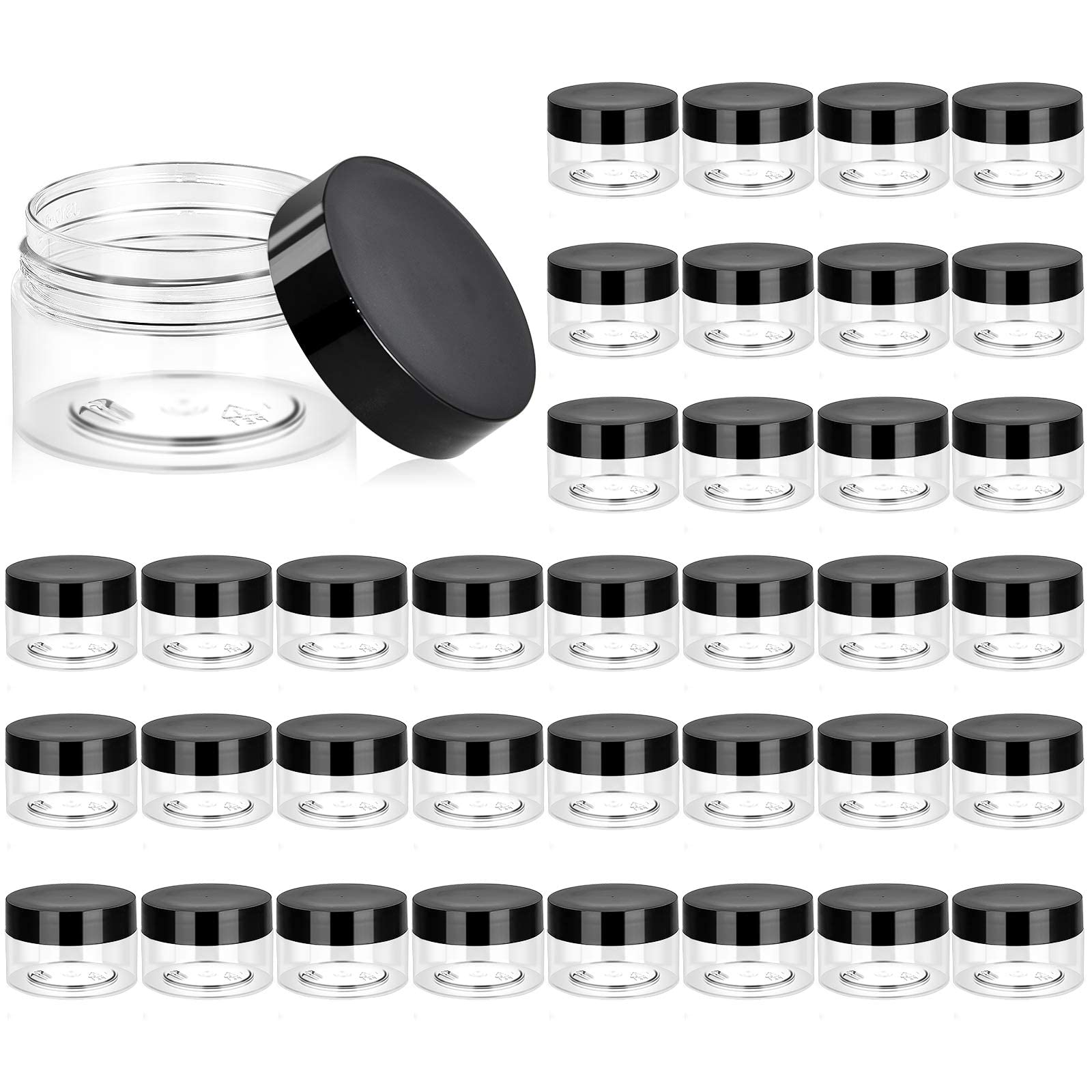 36 Pack 1 Oz Plastic Jars Round Clear Cosmetic Container Jars With Lids, Eternal Moment Plastic Slime Jars For Lotion, Cream, Oi