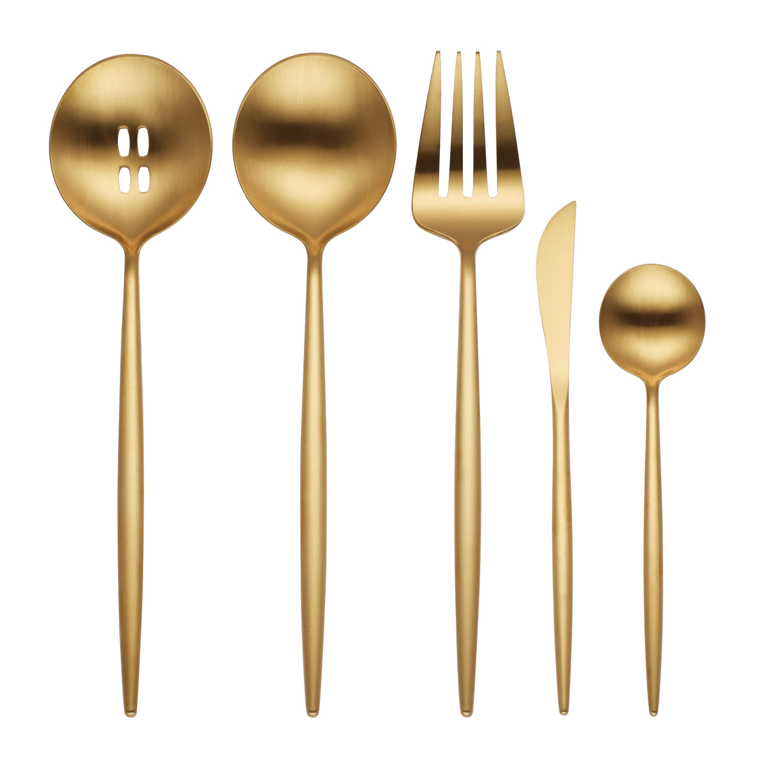 Hampton Forge 894758 Skandia Zephyr Satin Gold 45 Piece Flatware Set, Metallic