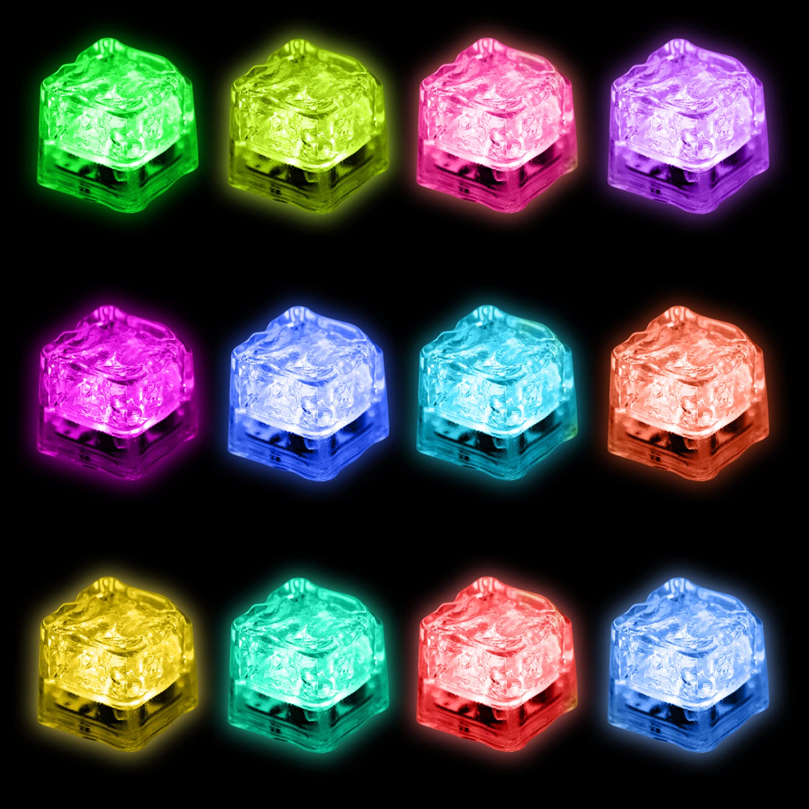 Light Up Ice Cubes,72 Pack Color Changing Led Ice Cubes For Drinks Glow In The Dark Ice Cubes, Reusable Glowing Flashing Ice Cub