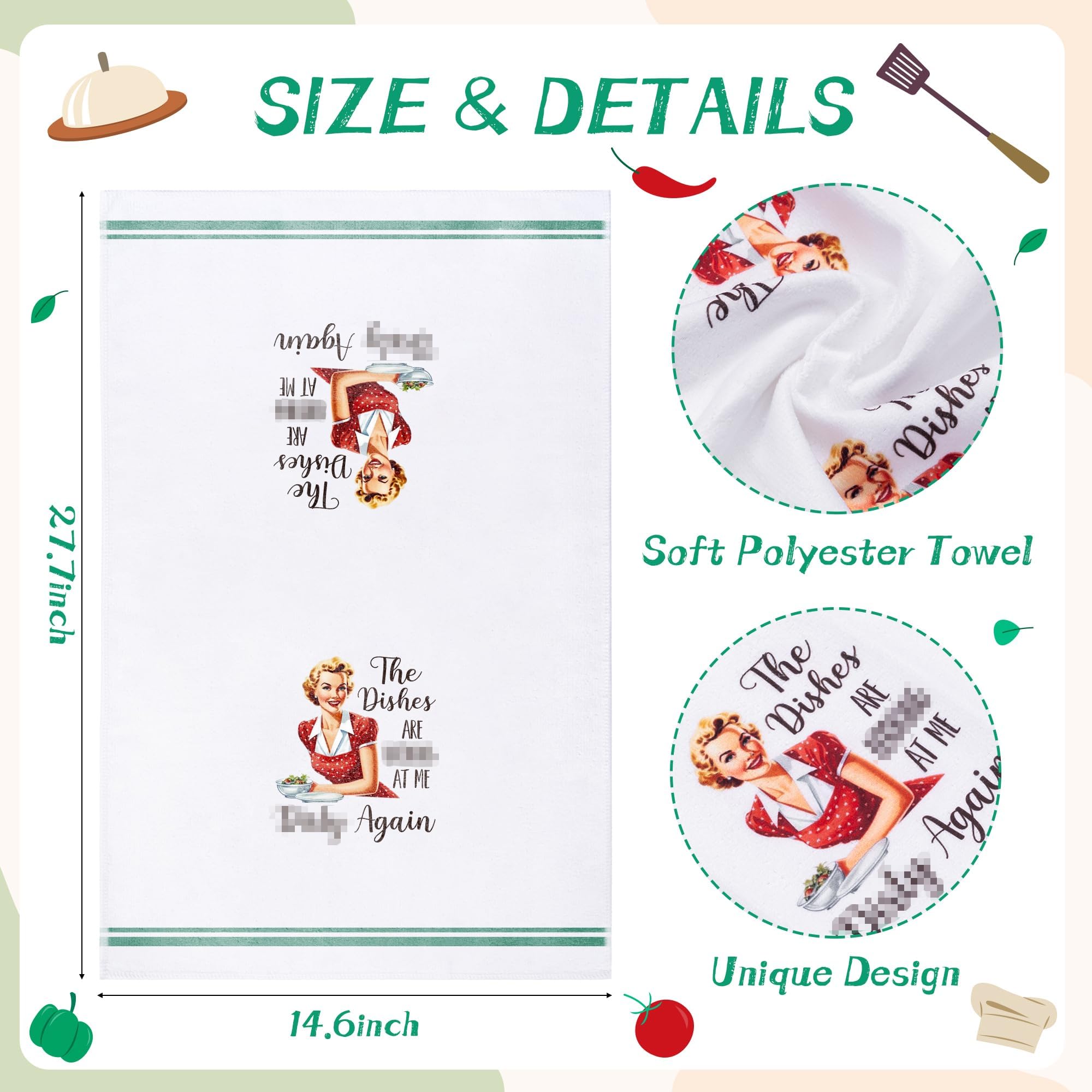 R HORSE 5Pcs Kitchen Dish Towels, Absorbent Polyester, Joked Themed, Small, Hilarious Hand Towels for Hostess, Mom, Housewarming Gift