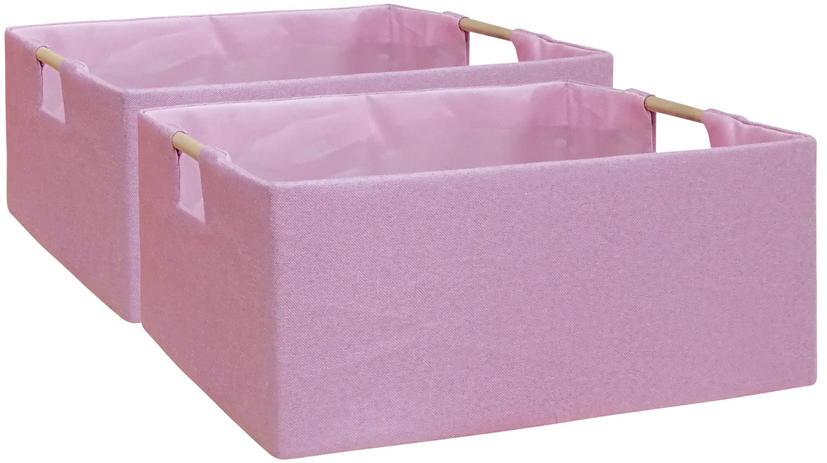 Fuuloxe Storage Bin For Shelves Rectangle Pink Closet Baskets Foldable Box With Handles Storage Bins Storage Boxes For Kids Home
