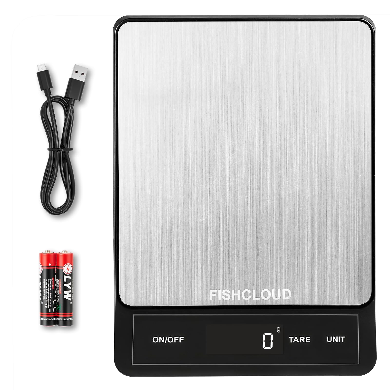 Food Scale - Rechargeable Digital Kitchen Scale 33Lb, 1G/0.05Oz Precision, Type-C, Stainless Steel, Grams/Ounces, Lcd Display, W