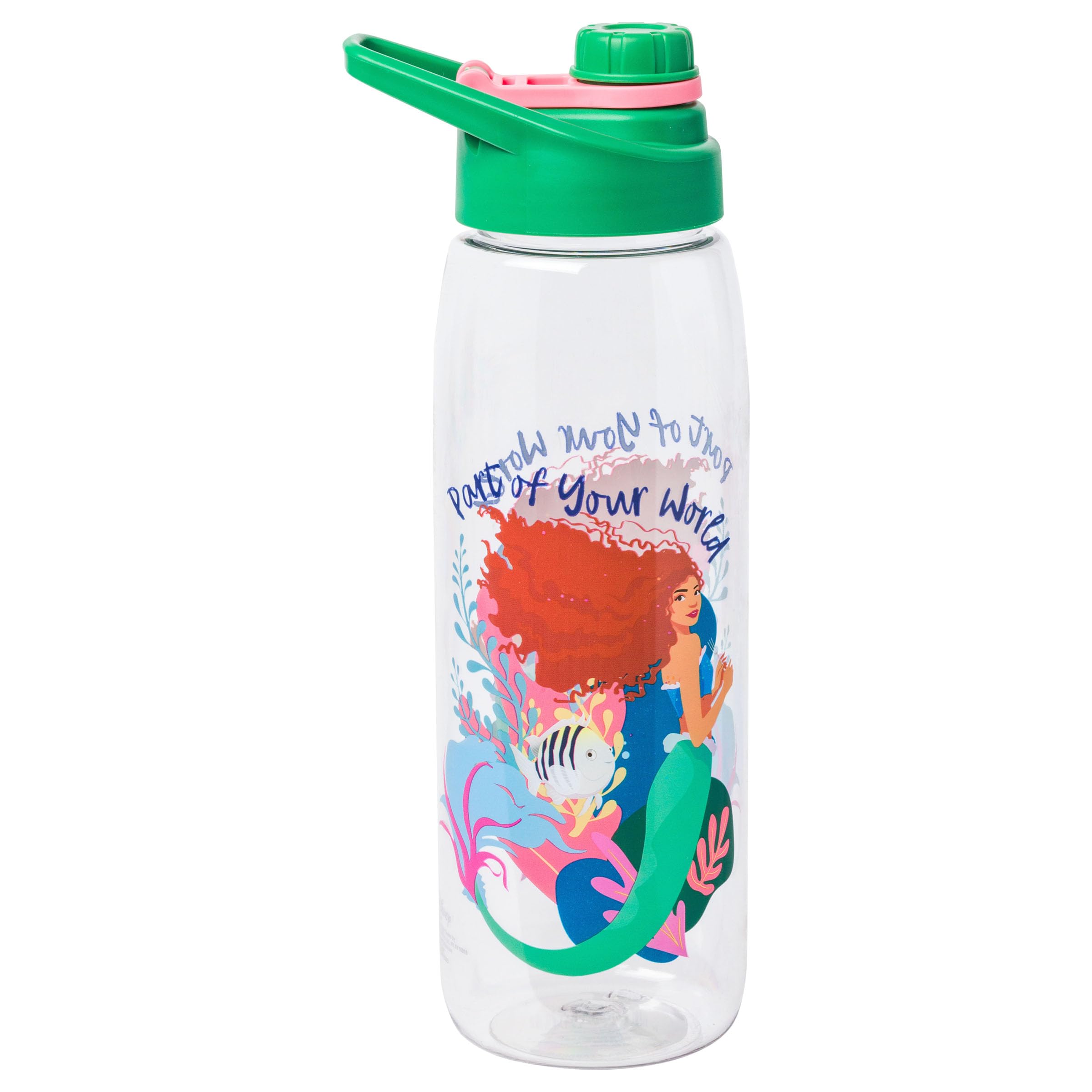 Silver Buffalo Disney The Little Mermaid Live Action Movie Ariel A Part Of Your World Water Bottle With Screw-On Lid, 28 Ounces