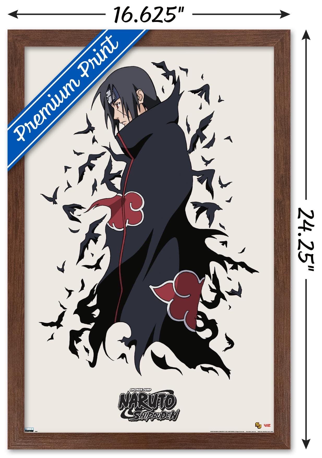 Trends International Naruto Shippuden - Itachi Wall Poster, 14.725'' X 22.375'', Mahogany Framed Version