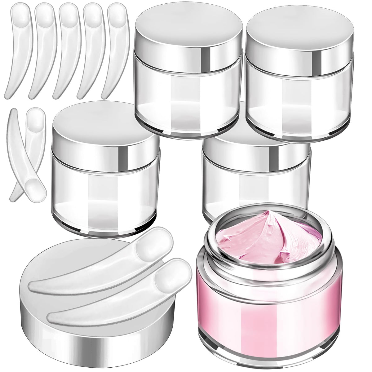 Motbach 4 Pack 2Oz Glass Jars With Lids,Small Glass Jars With Lids And Inner Liners,60Ml Empty Glass Jars Travel Toiletries Cosm