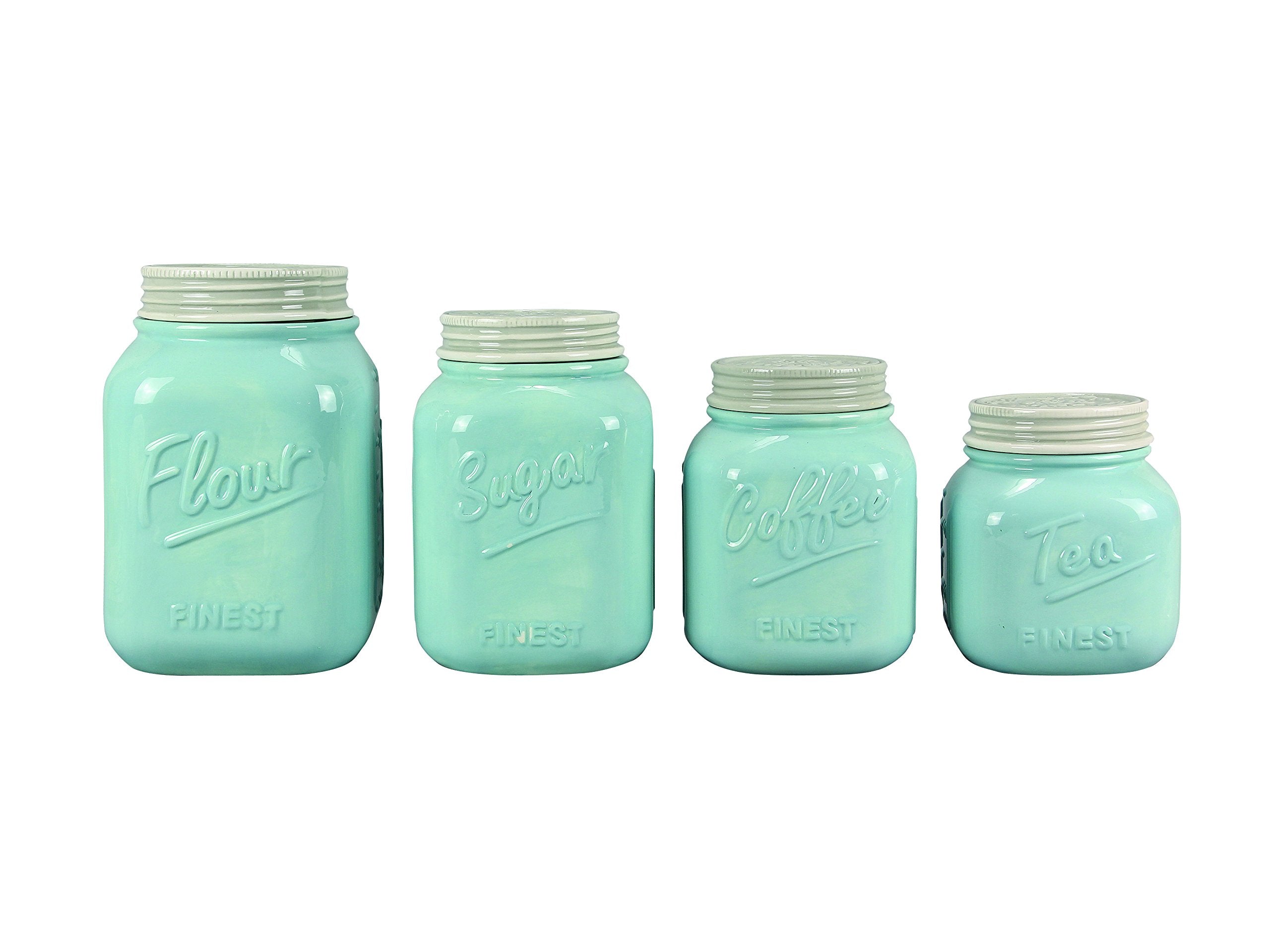 Young'S Inc. 4 Pcs Set Vintage Ceramic Canisters- Storage Containers For Kitchen And Bathroom - Beautiful Home Decor Accent To S