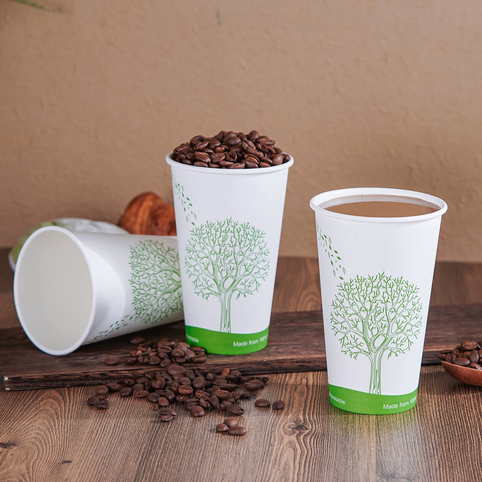 Ecolipak [210 Count] 16 Oz Compostable Cups, Biodegradable Disposable Paper Cups With Pla Lined, Eco-Friendly Paper Coffee Cups