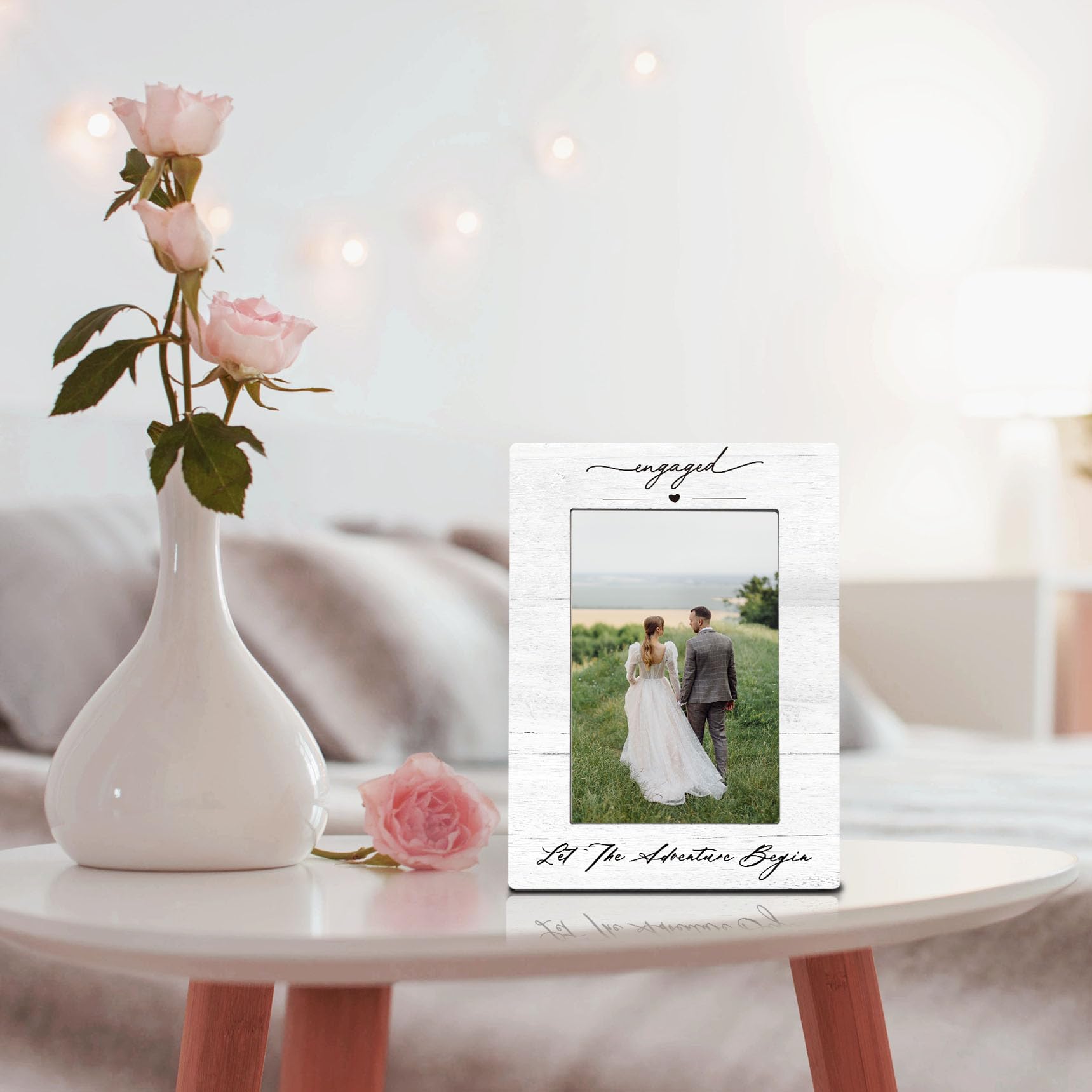 DUXMNAMG Engagement Couples Newlyweds Picture Frame 4x6, Engagement Gifts for Couples, Just Engaged Gift, Wedding Gifts for Newl