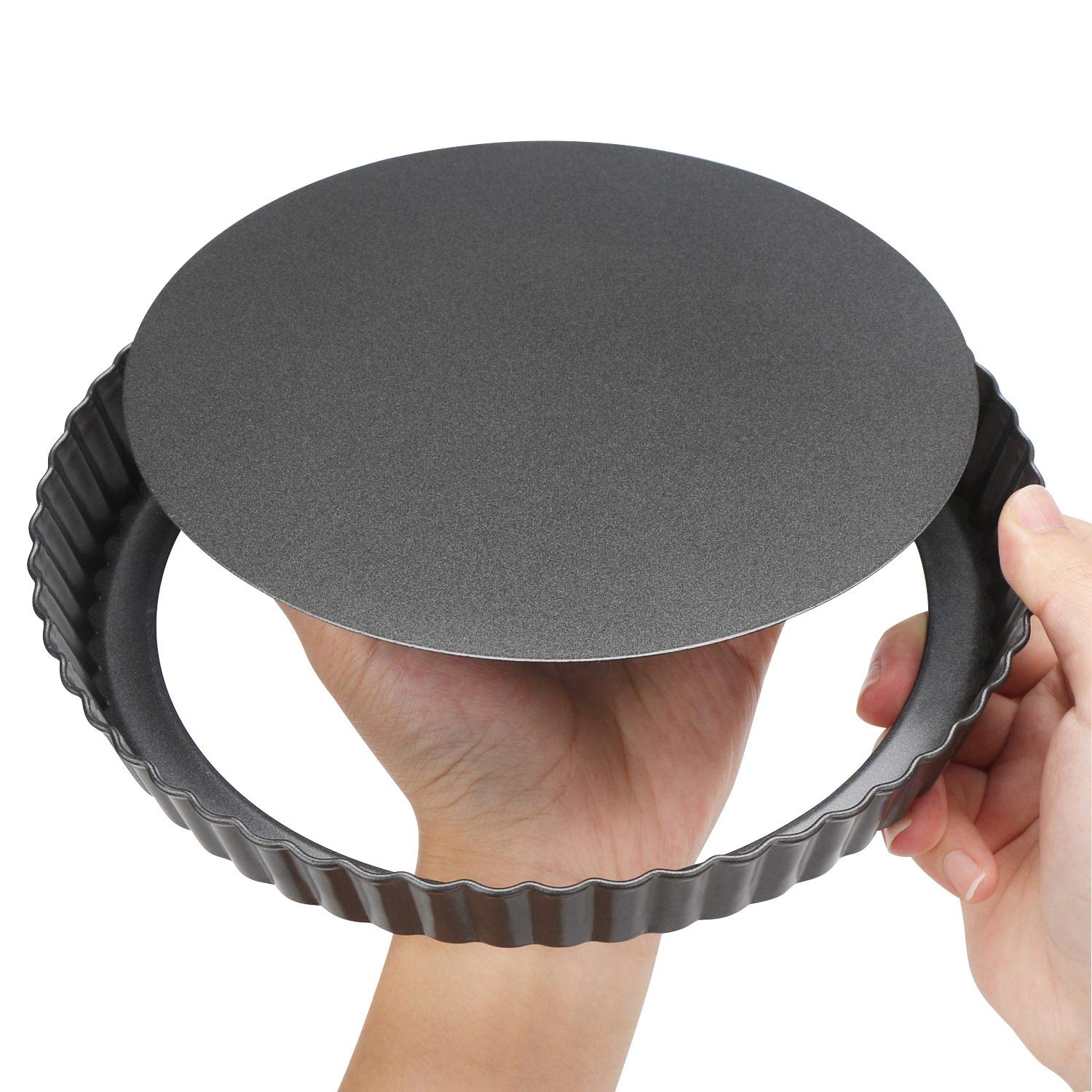 Beasea Mini Tart Pans for Baking  2pcs 8 Inch Tart Pan with Removable Bottom Small Non Stick Carbon Steel Quiche Pie Pans for Oven Baking