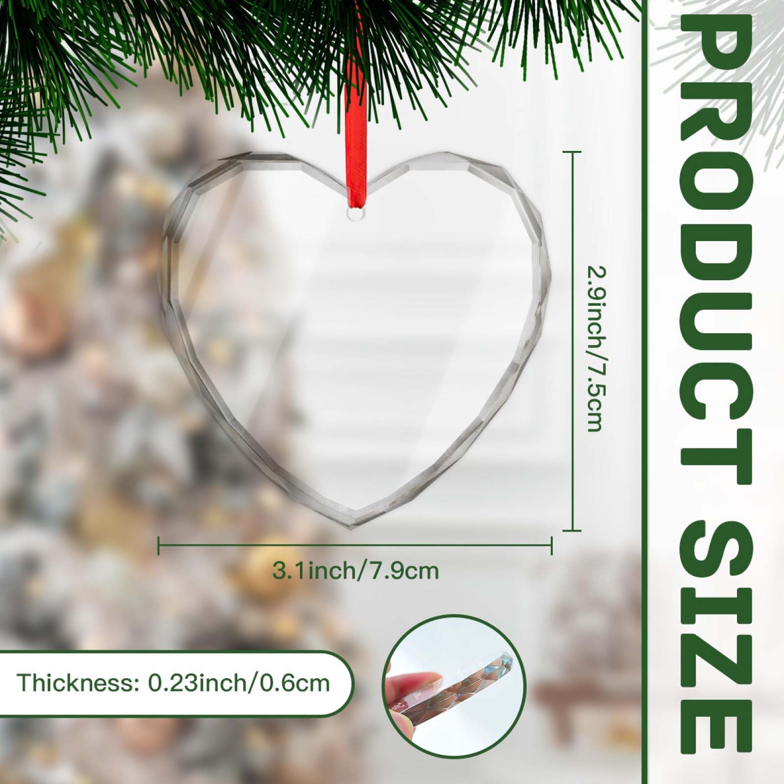 DIY Christmas Ornaments Clear Glass Ornament for Crafts Custom Photo Logo Text Hanging Decorations for Holiday Wedding Anniversa