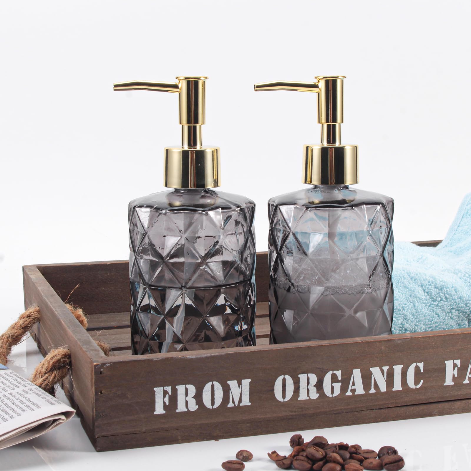 Goyisee Soap Dispenser With Pump,Soap Dispenser With Diamond Pattern For Kitchen Countertop,Bathroom,Hot Pink Bathroom Accessori