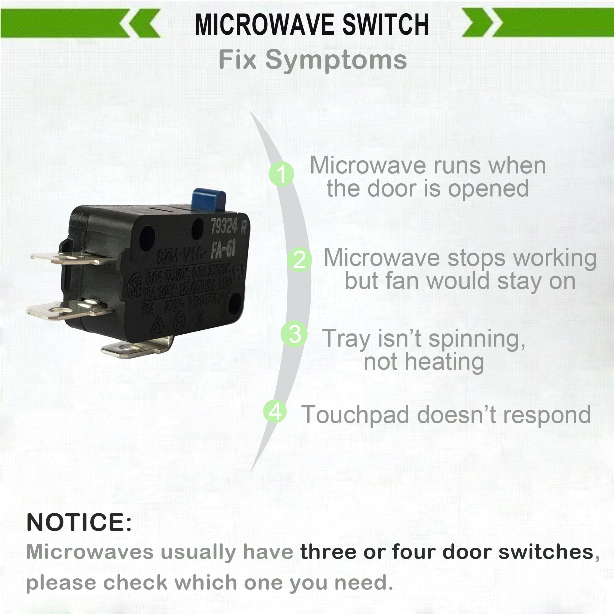 Lonye Szm-V16-Fa-61 Wb24X10103 Microwave Switch Replacement For Ge Microwave 946606 Ap3186054 Ps651389(Pack Of 2)