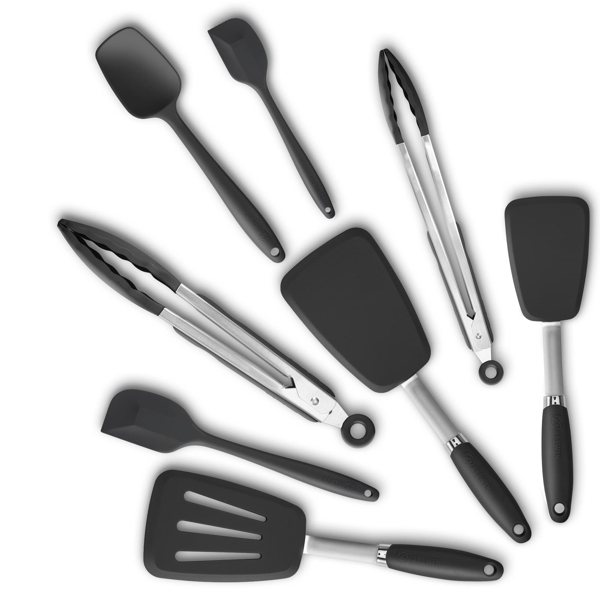 Silicone Spatulas Set Turners Tongs Cooking Utensils Set High Heat Resistant Kitchen Scraper Spatulas For Cooking Mixing Baking