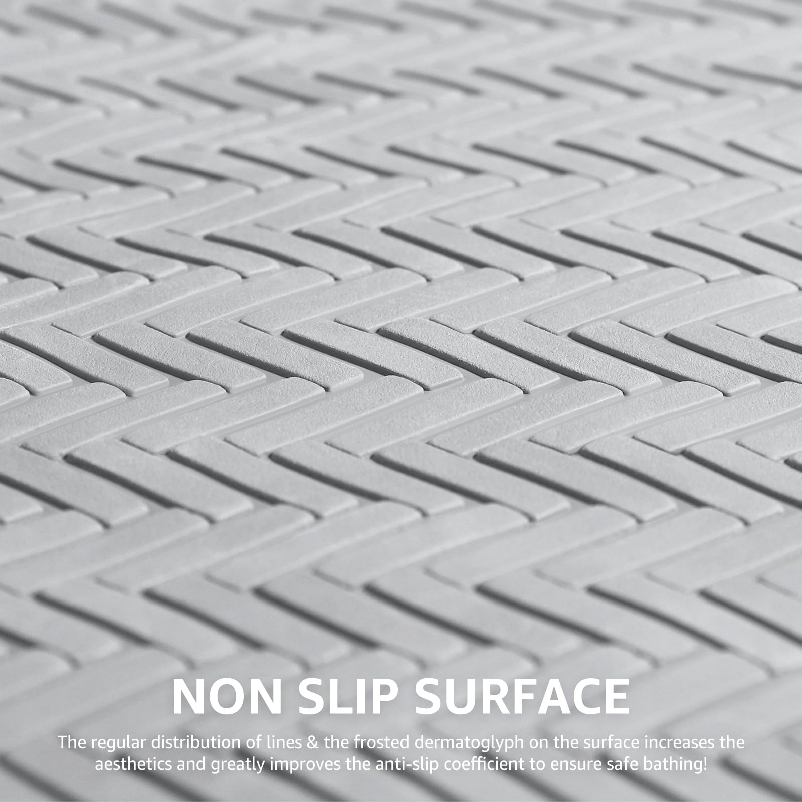 Non Slip Bathtub Mat Rubber Baby Bath Tub Shower Mat with Strong Suction Cups (A Little Grey)