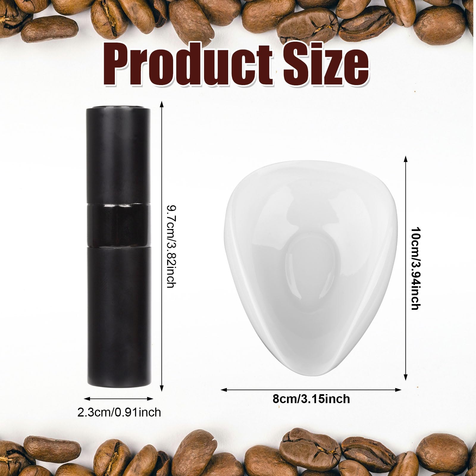 2Pcs Coffee Dosing Cup With Spray Bottle, Ceramic Coffee Bean Dosing Tray & Spritzer For Tea Espresso Vessel Accessories Kit Gif