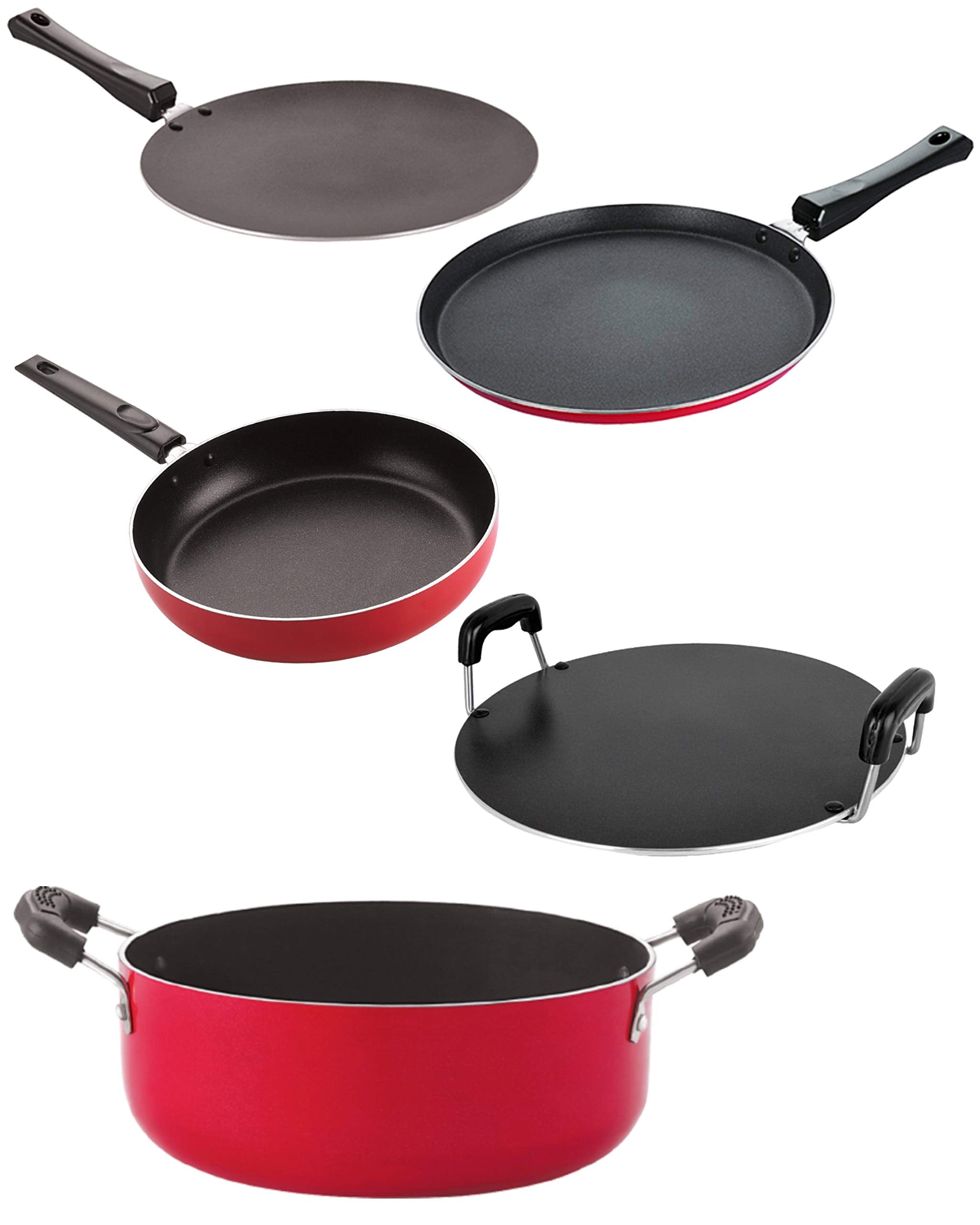 Nirlon Non Stick Aluminium Cookware Set Of 5 Pieces (2.6Mm_Ct_Fp13_Rt_Cass22_Ft12)