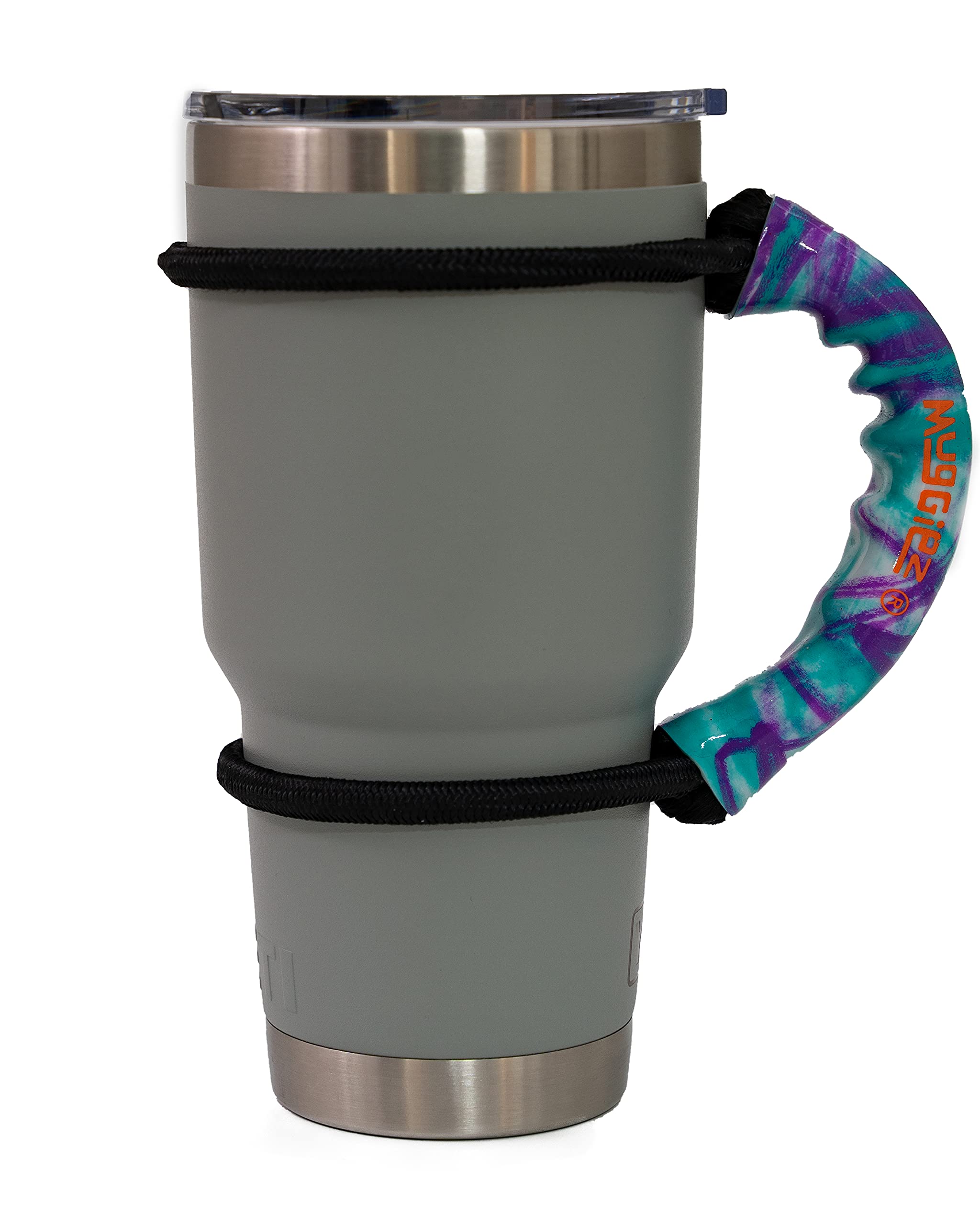 Muggiez Universal Drink Handle, Poolside - Purple & Teal, The Original Cup Handle, Premium Quality, Tough, Cups, Mugs, Bottles,
