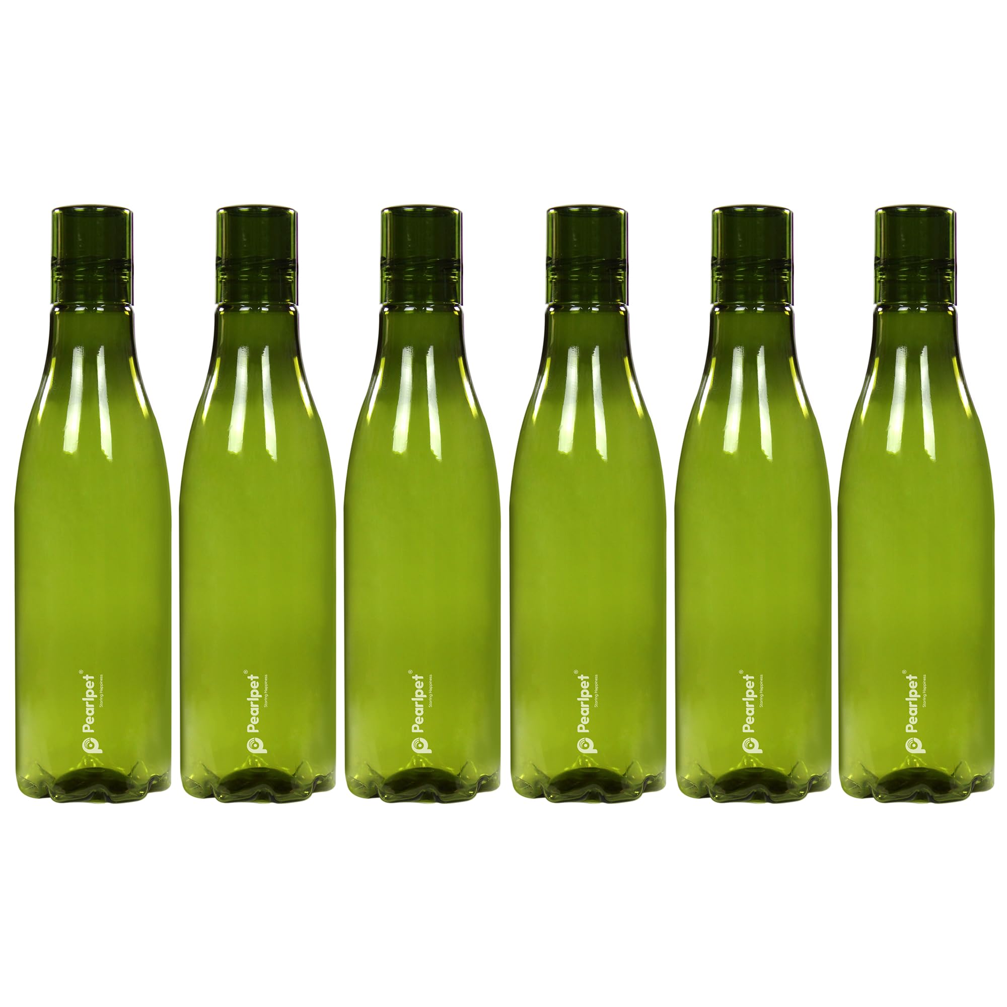 Pearlpet Throttle Bpa-Free Plastic Water Bottle Set Of 6 Pcs, Each 1000Ml, Green