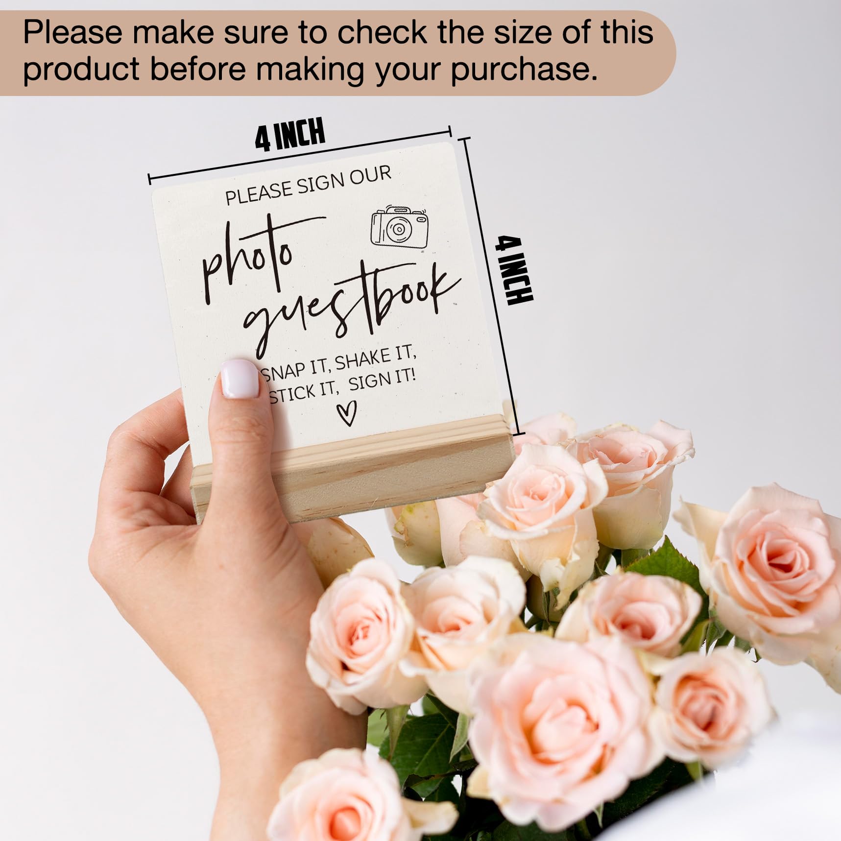 ANIANG Photo Guest Book Sign, Wedding Guest Book Desk Decor, Guest Book Wedding Reception Wood Plaque, Please Sign Our Guestbook