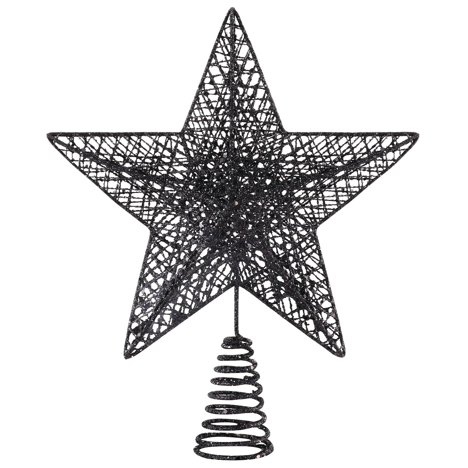 Christmas Tree Toppers Xmas Glitter Black Hollow Star Treetop Topper for Christmas Tree Decoration