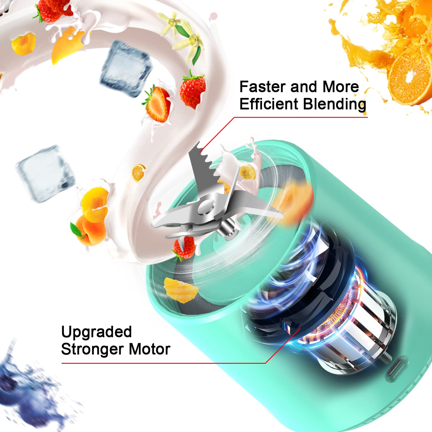 Portable Blender, Personal Size Blender For Smoothies And Shakes,Usb Rechargeable Mini Blender Fresh Juicer Cup With Stronger Mo