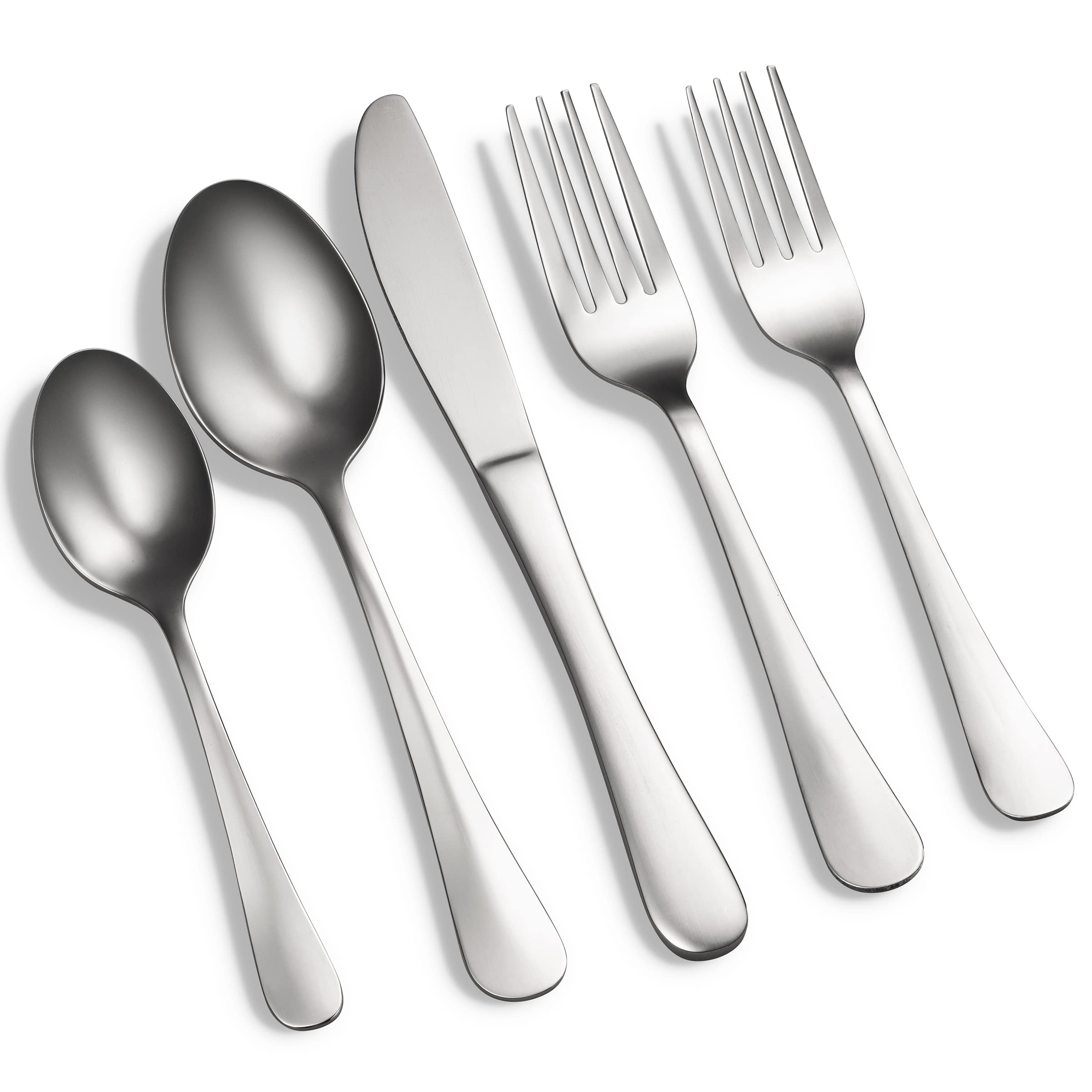 Godinger Silverware Set, Flatware Set, Matte Finish Stainless Steel Cutlery Silverware Flatware Sets, 20 Piece Set, Service For