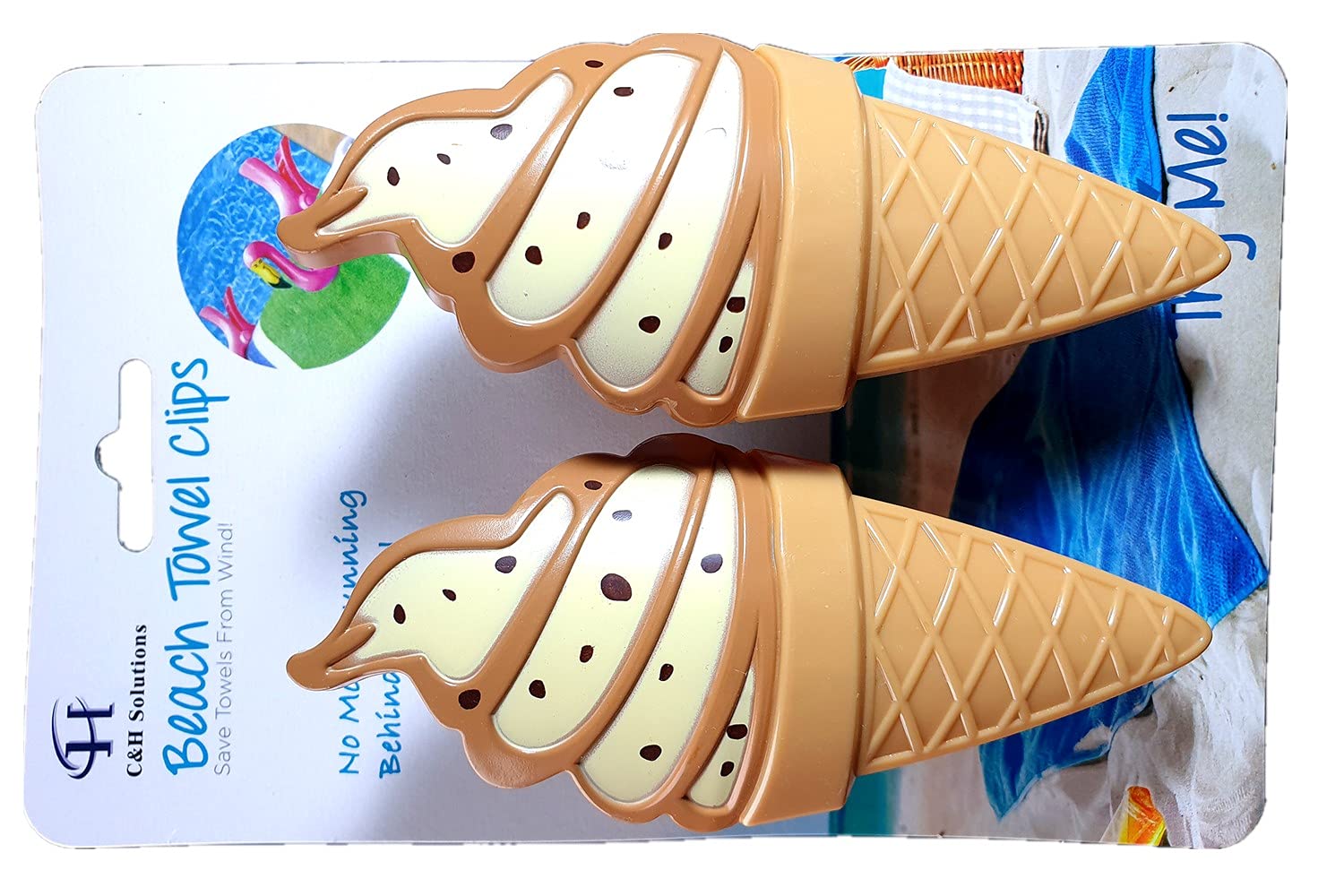 White Ice Cream Style Beach Towel Clips Jumbo Size For Beach Chair, Cruise Beach Patio, Pool Accessories For Chairs, Household C
