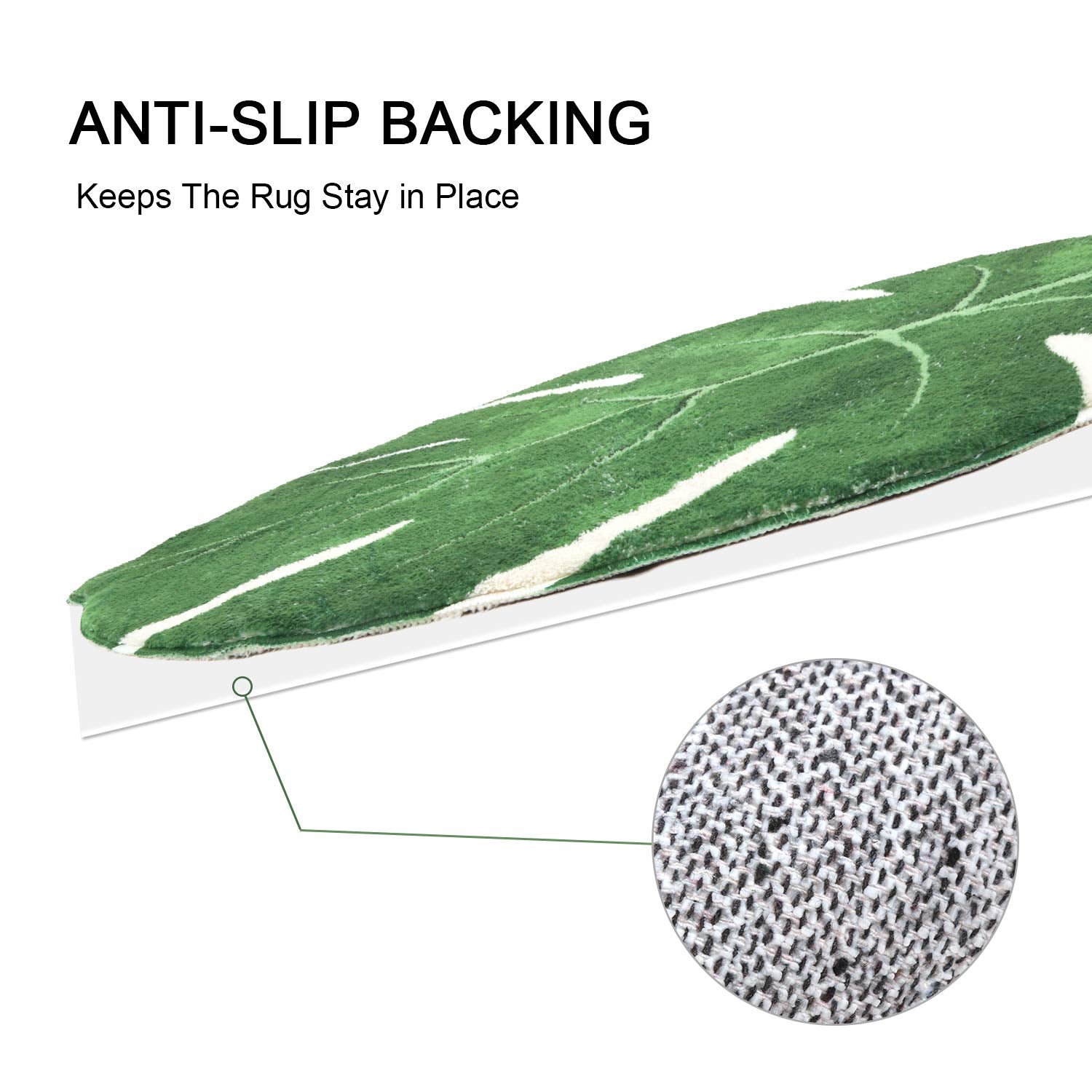 Haocoo Area Rugs 2'X3' Leaves Velveteen Green Bath Mat Non-Slip Soft Bathroom Rugs Luxury Microfiber Bath Rug Machine Washable D
