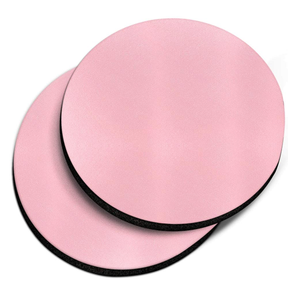 Caribou Coasters , Solid Light Pink Design Absorbent Round Fabric Felt Neoprene Car Coasters For Drinks, 2Pcs Set