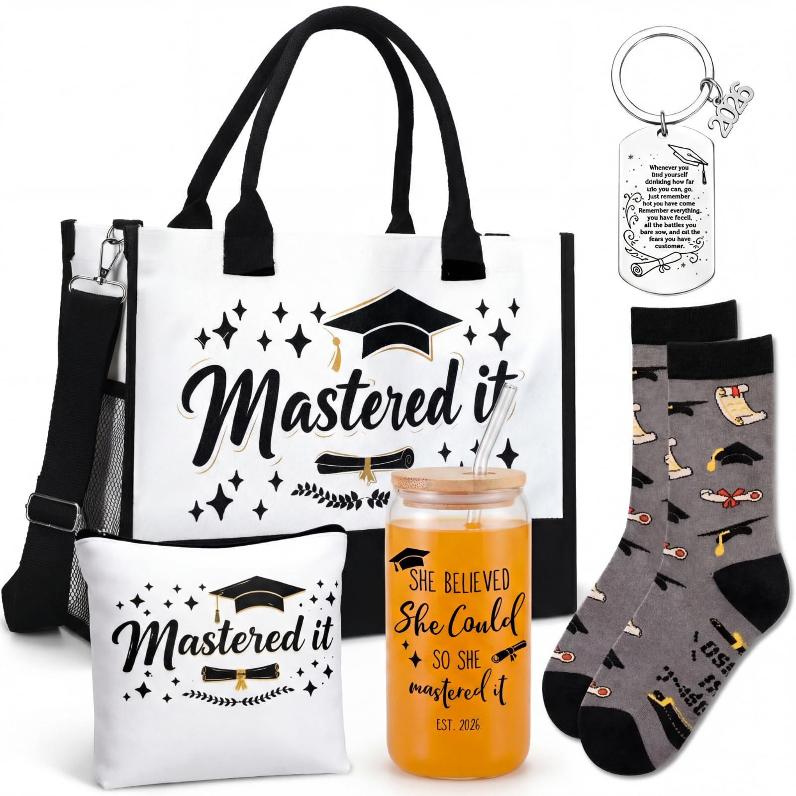 Sanwuta 5 Pcs Masters Degree Graduation Gifts Set Women Her Believed Could So She Mastered It Class of 2026 Gifts(She Could)