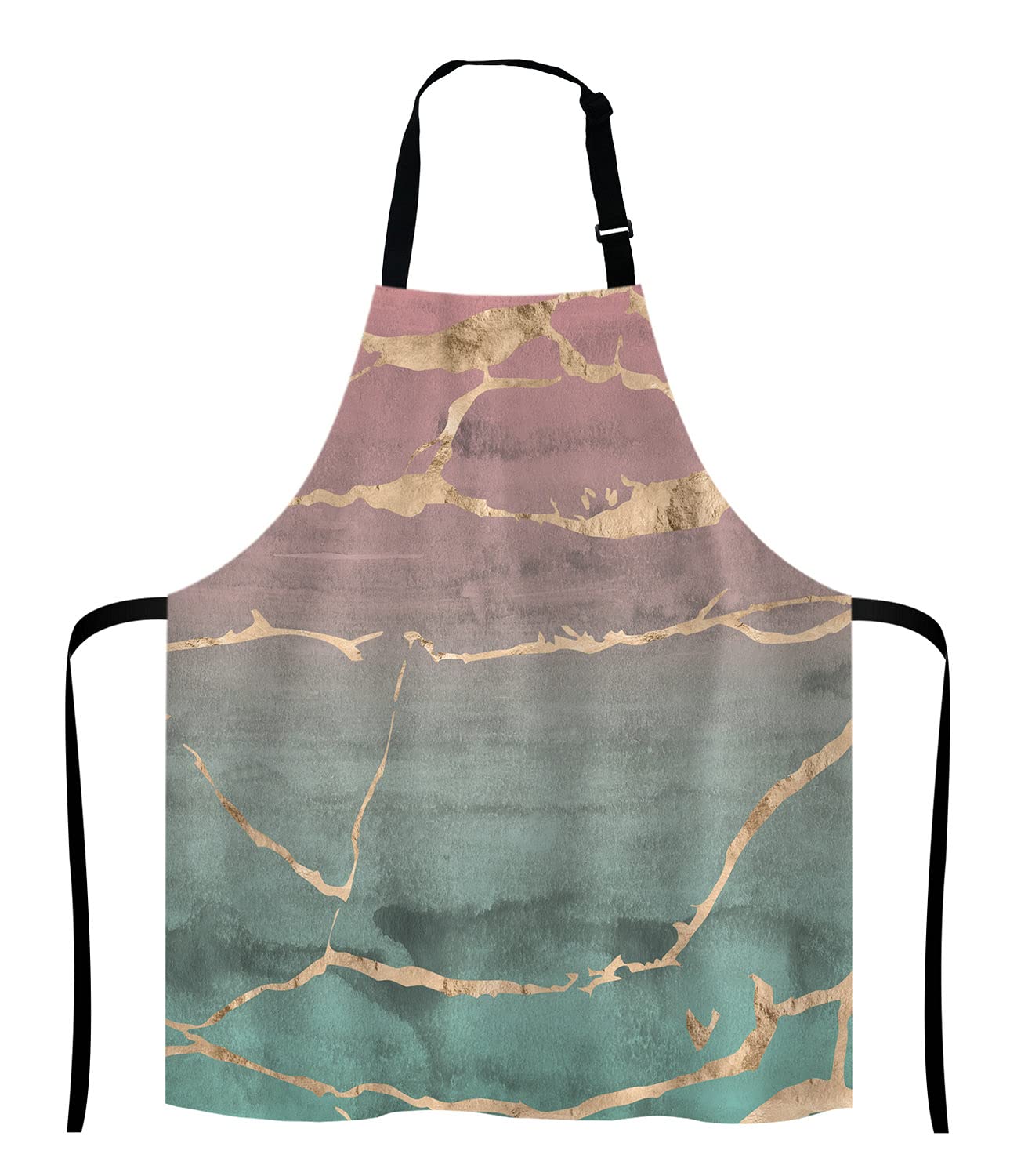 Lefolen Rose Gold Marble Design With Watercolor Gradient Texture Bib Apron With Adjustable Neck For Men Women,Suitable For Home