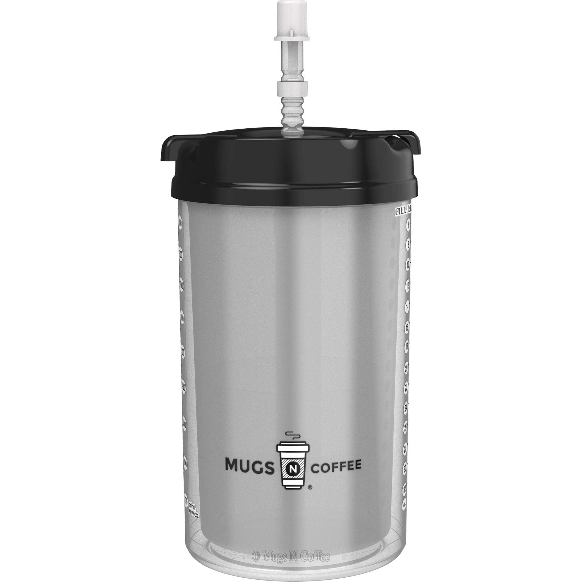 Mugs N Coffee 32 Oz Double Walled Hospital Mug With Straw - Black Lid And Handle
