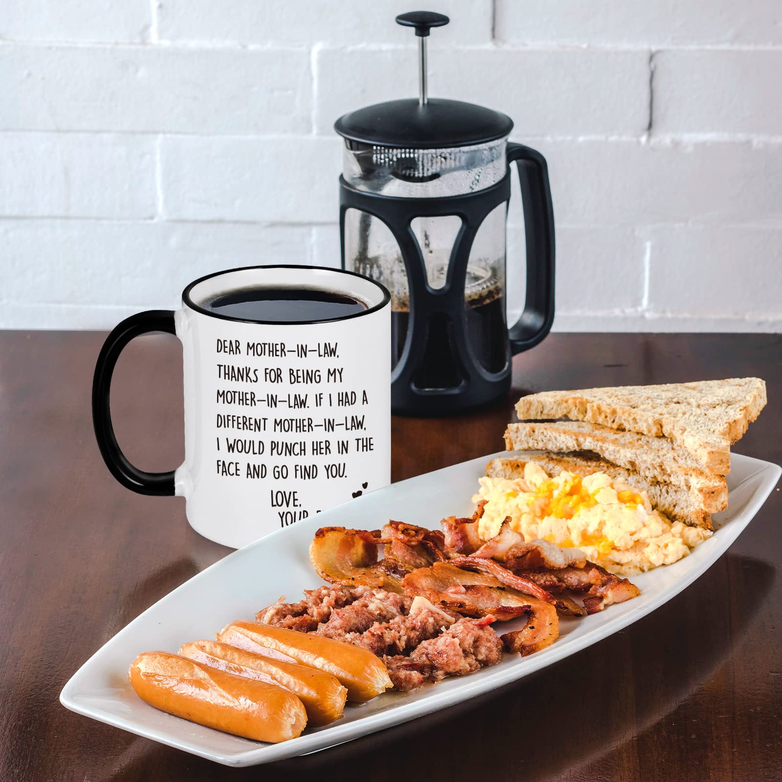 YHRJWN Christmas Mothers Day Gifts from Daughter in Law  Dear Mother in Law Coffee Mug  Mother in Law Gifts from Daughter in Law  Birthday Mother's Day Gifts for Mother in Law  11 Oz White